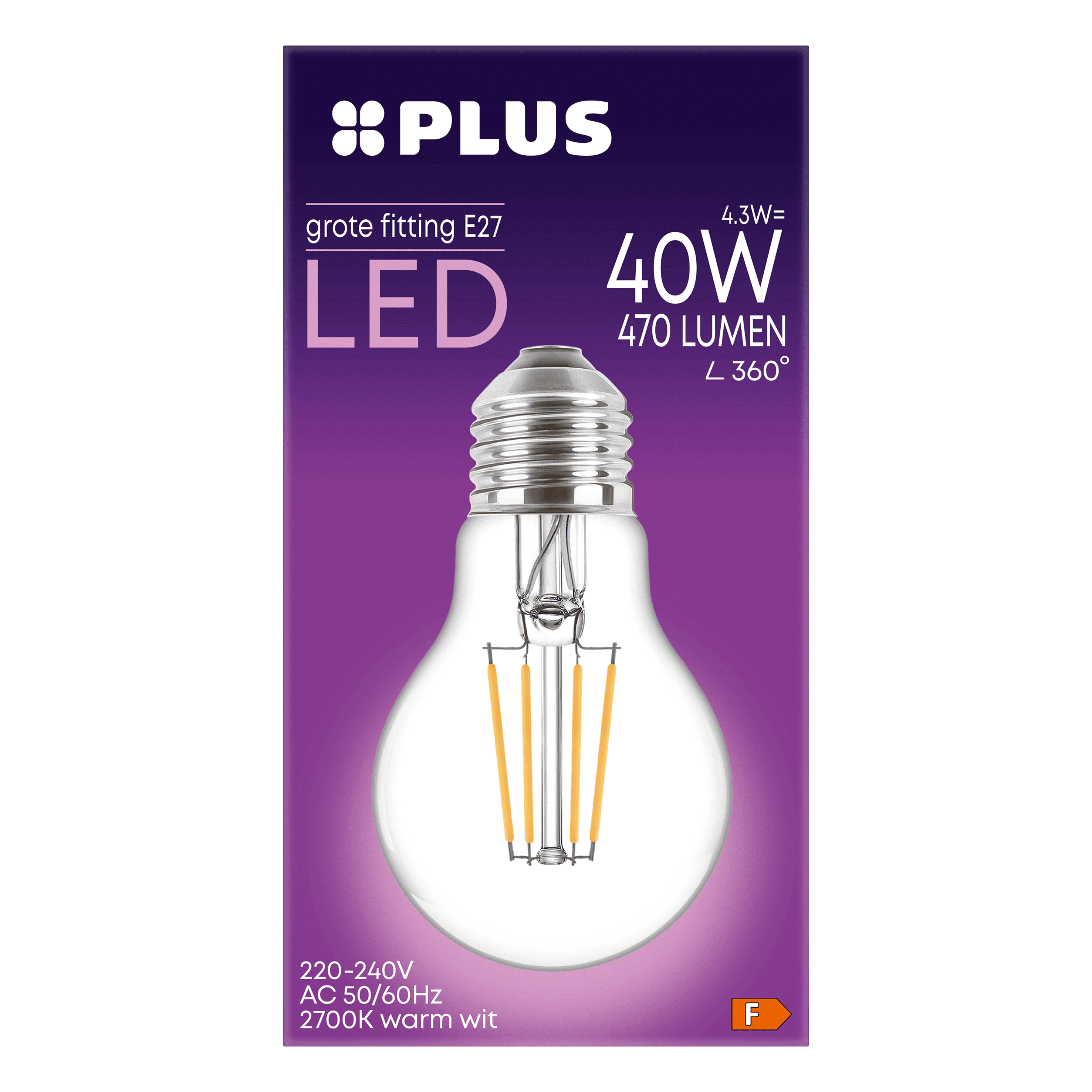 PLUS Lamp LED 40W grote fitting helder