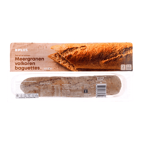 PLUS Baguettes volkoren meergranen 2 st