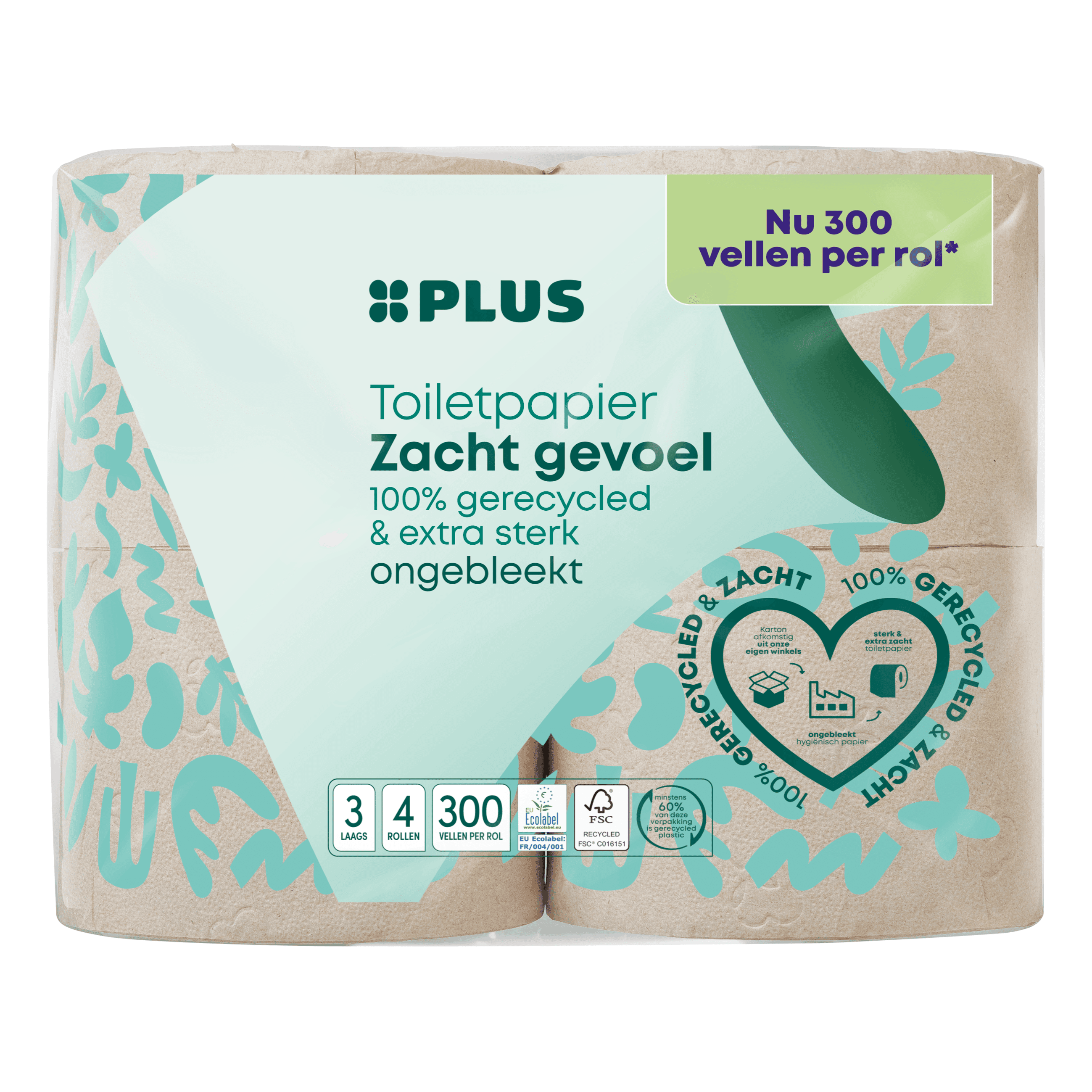 PLUS Toiletpapier 4 rol 3-lgs eco