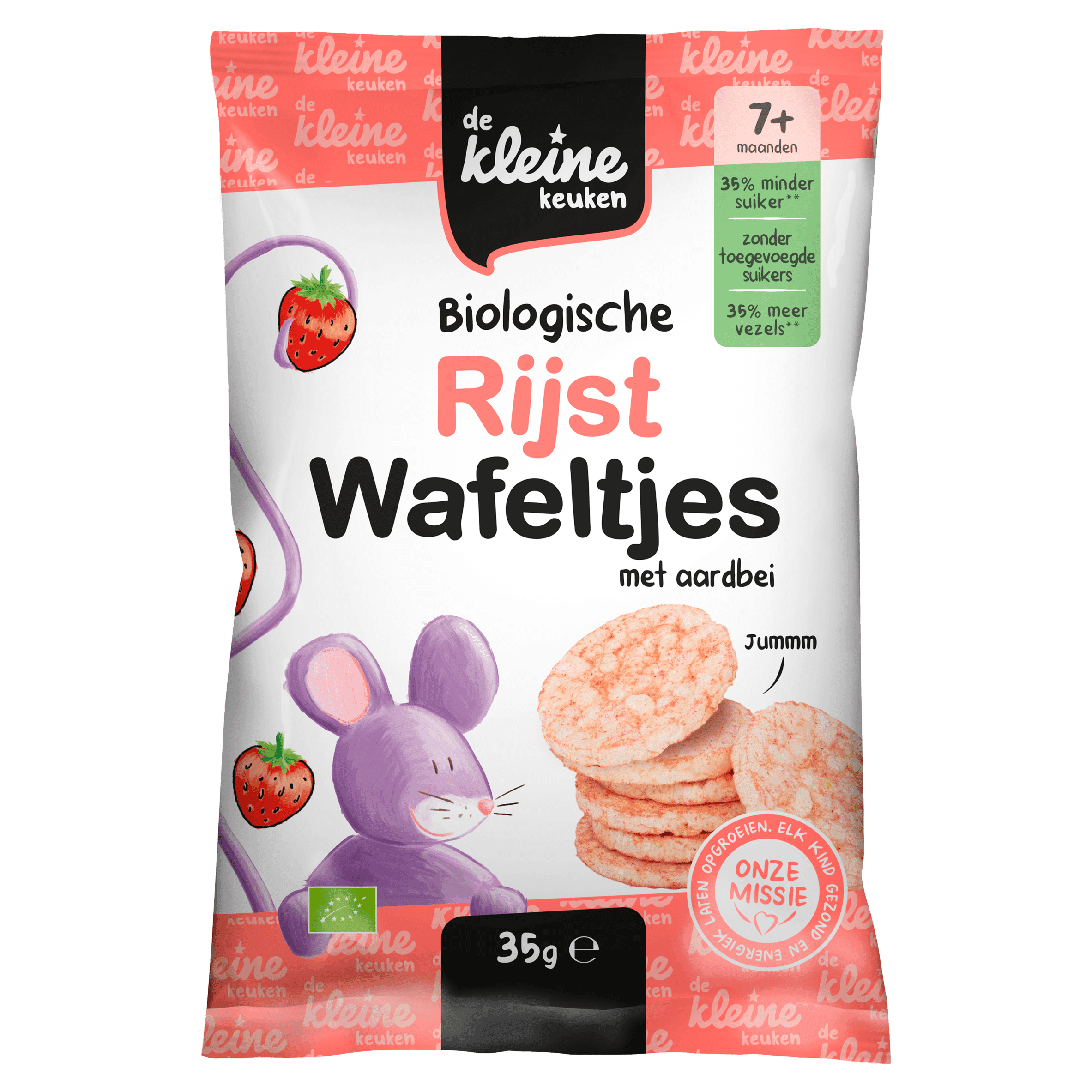 De Kleine Keuken Bio Rijstwafeltjes met aardbei