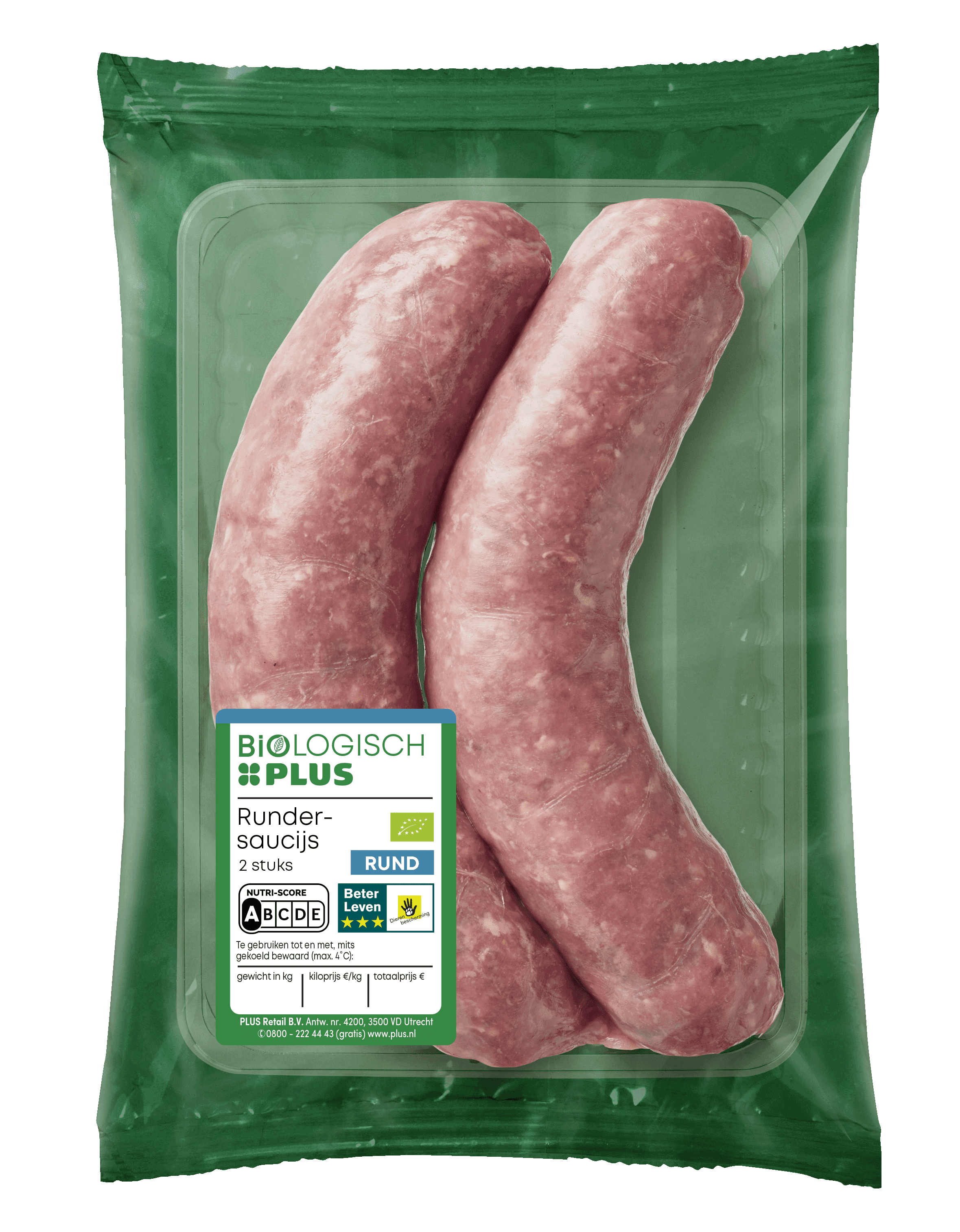 Biologisch PLUS Rundersaucijs 2 stuks