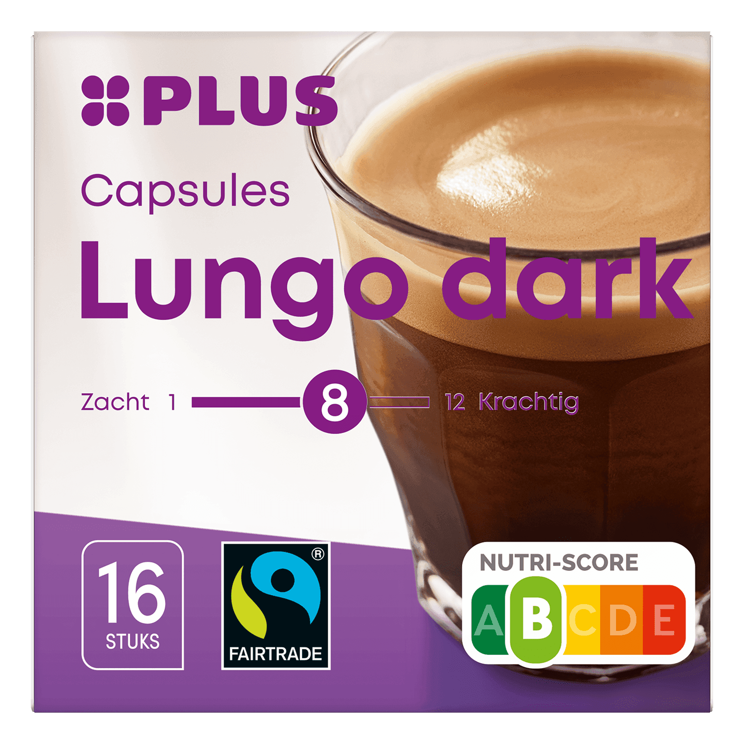 PLUS Koffiecapsules lungo dark fairtrade