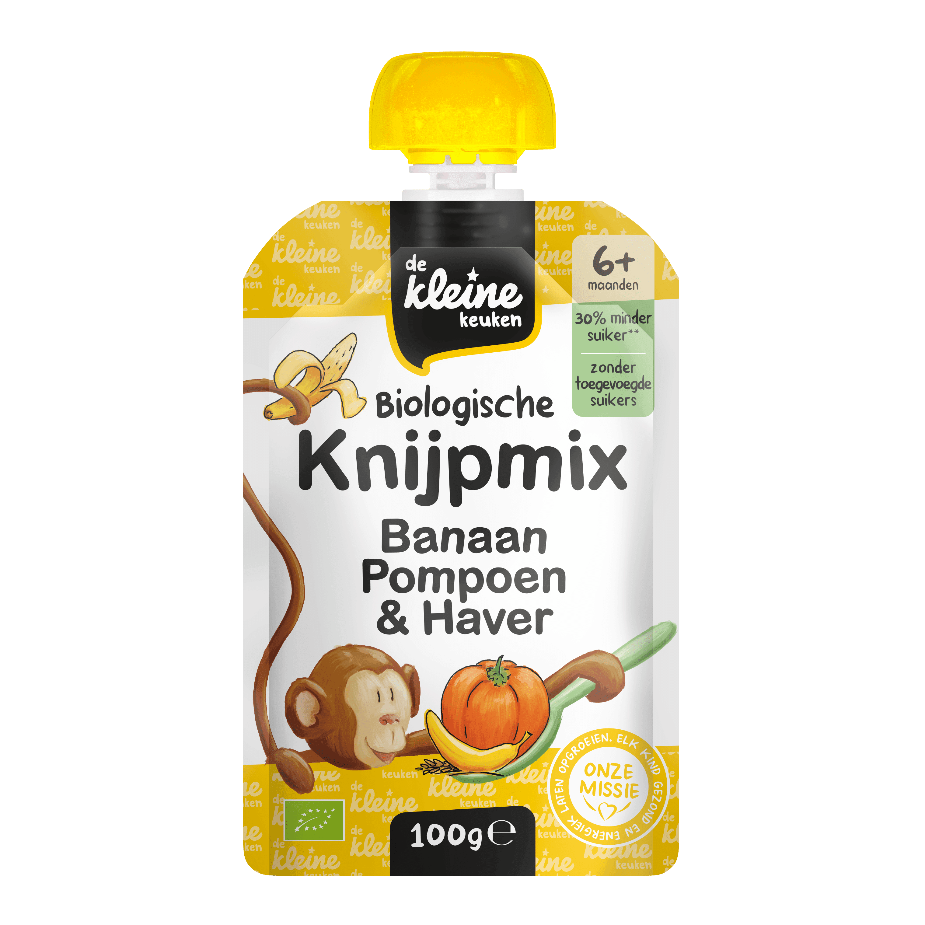 De Kleine Keuken Bio knijpmix 6+ banaan pompoen