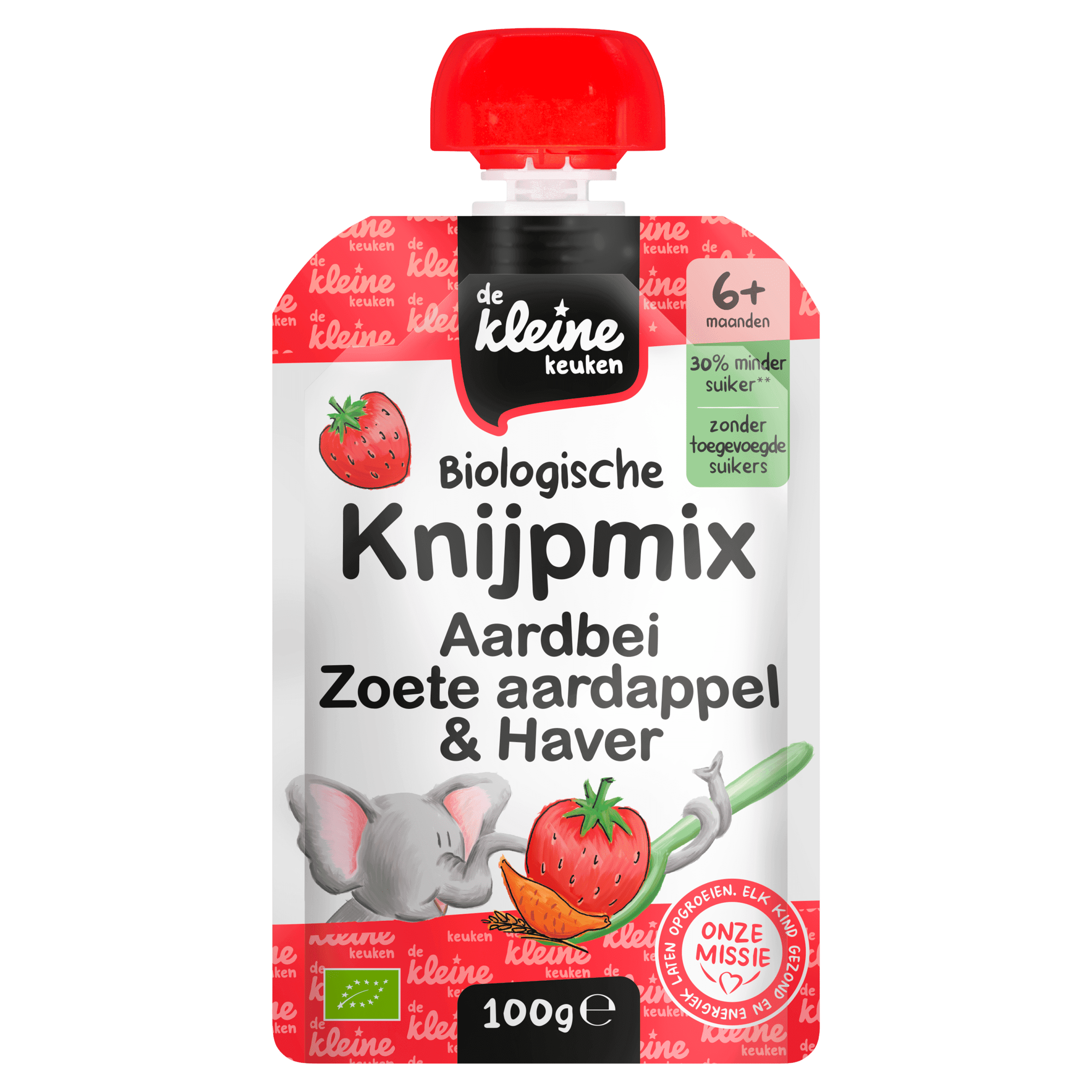 De Kleine Keuken Bio knijpmix 6+ aardbei zoete aardappe