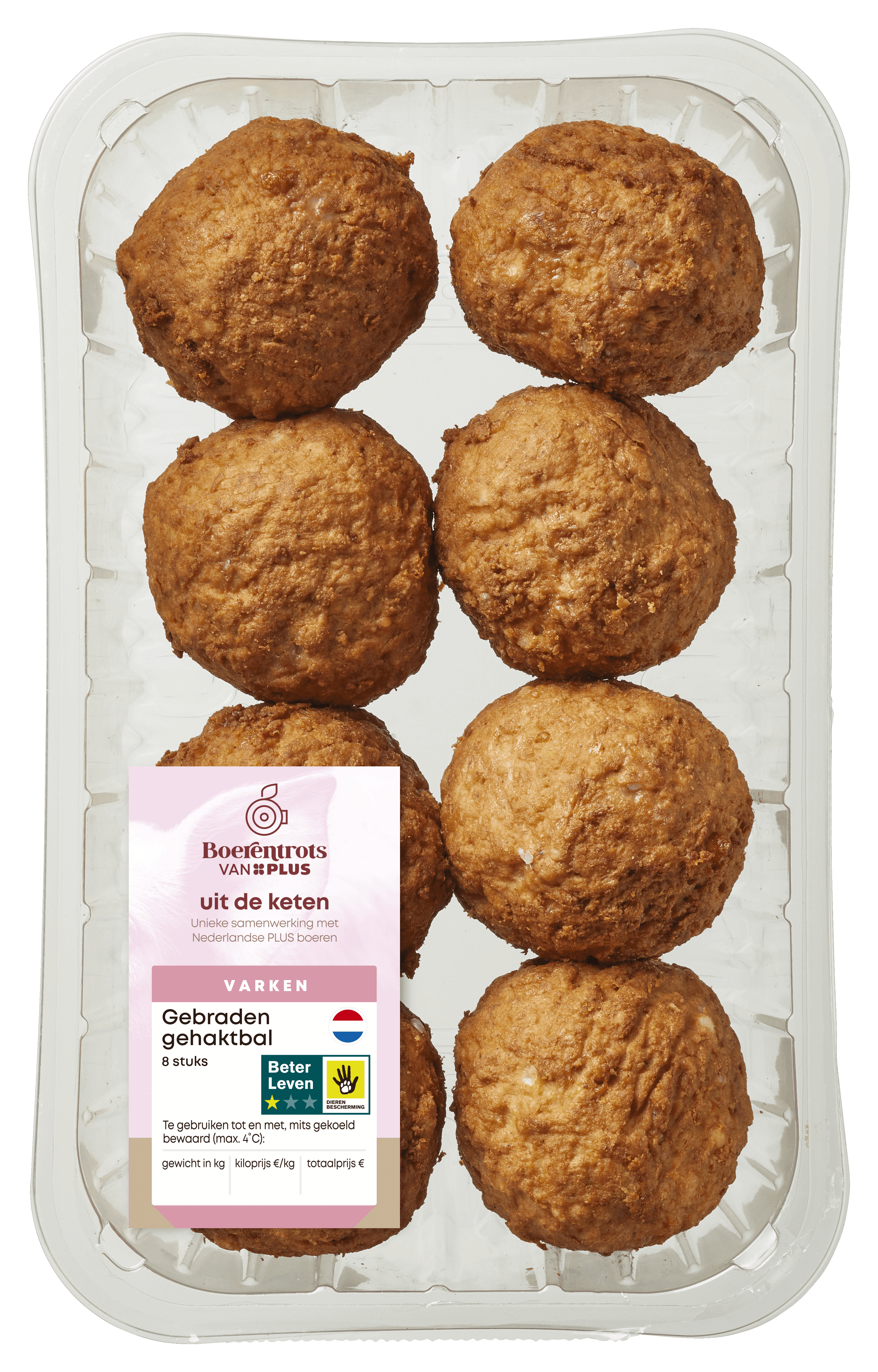 PLUS Boerentrots Gebraden Gehaktbal 8 stuks