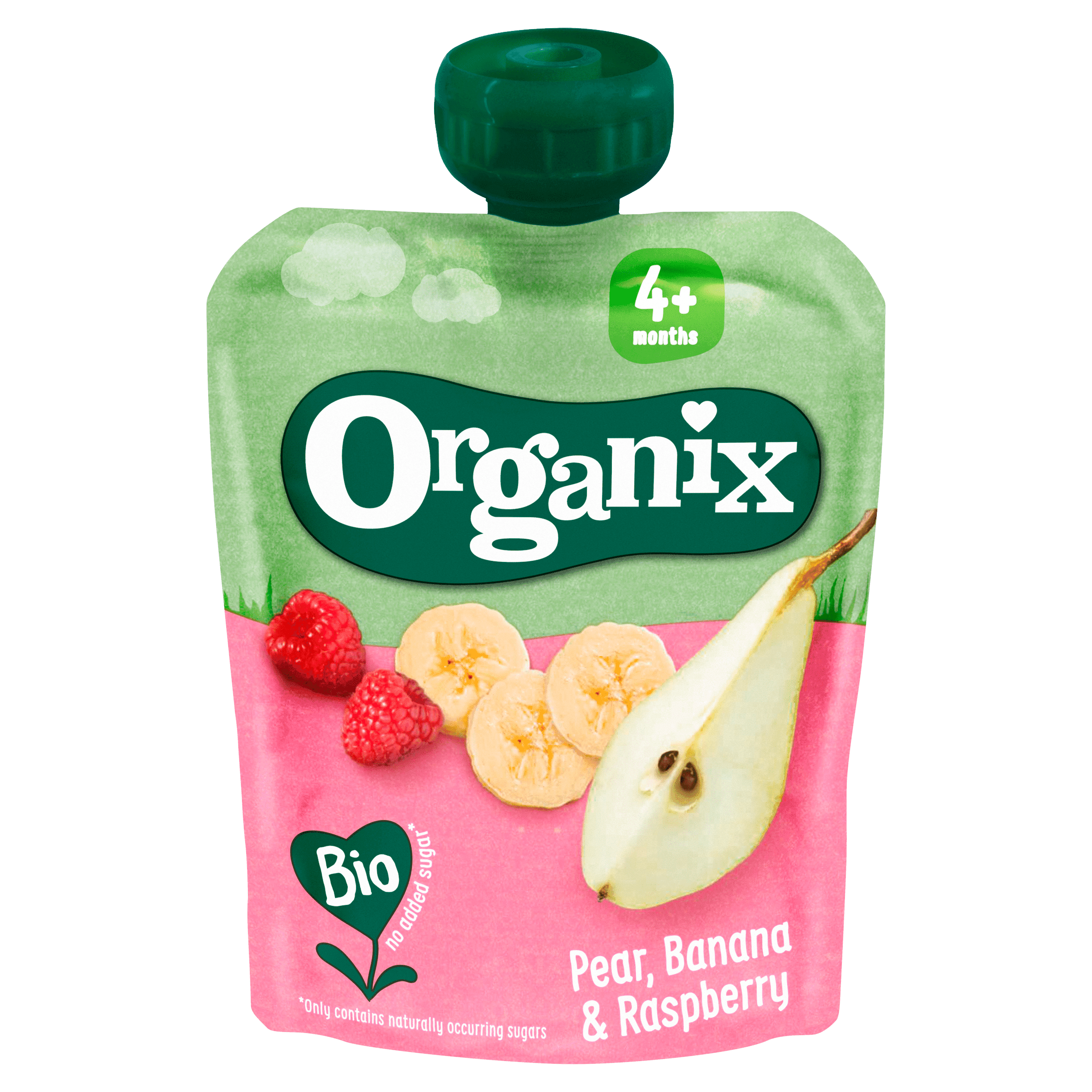 Organix Peer, banaan en framboos bio 4+