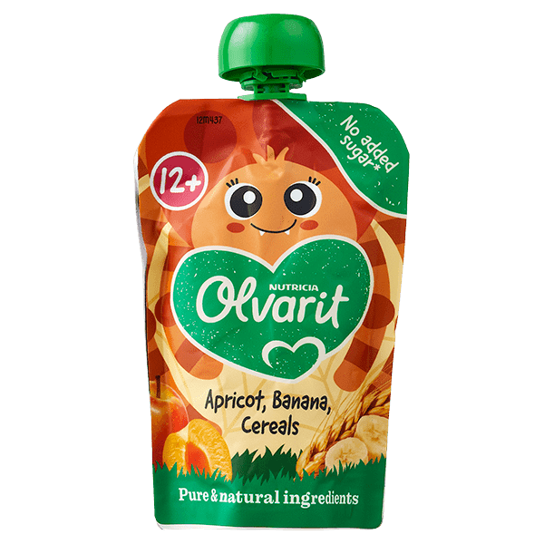 Olvarit 12+ Knijpfruit Abrikoos Banaan Granen