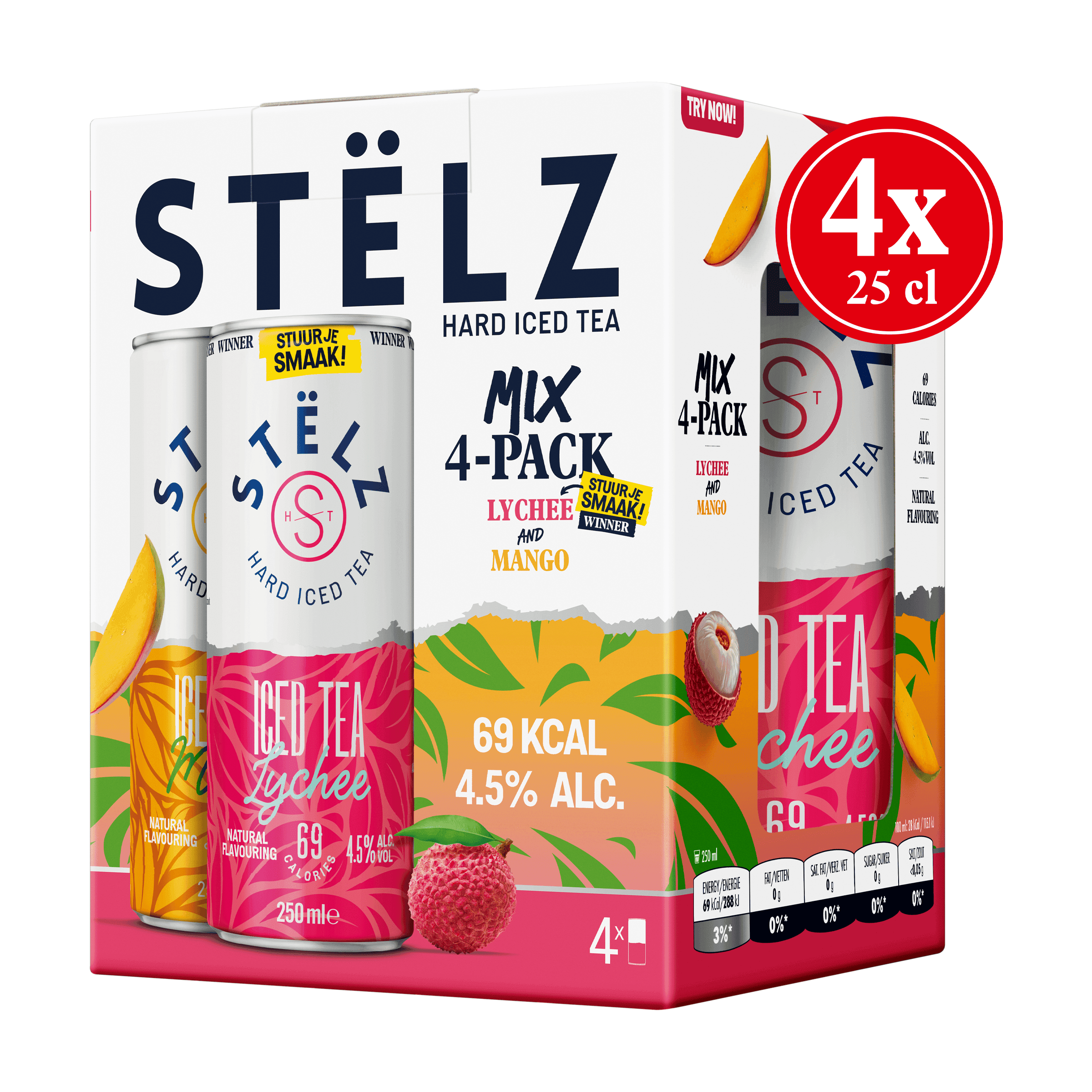Stëlz Hard Iced Tea mix Mango & Lychee
