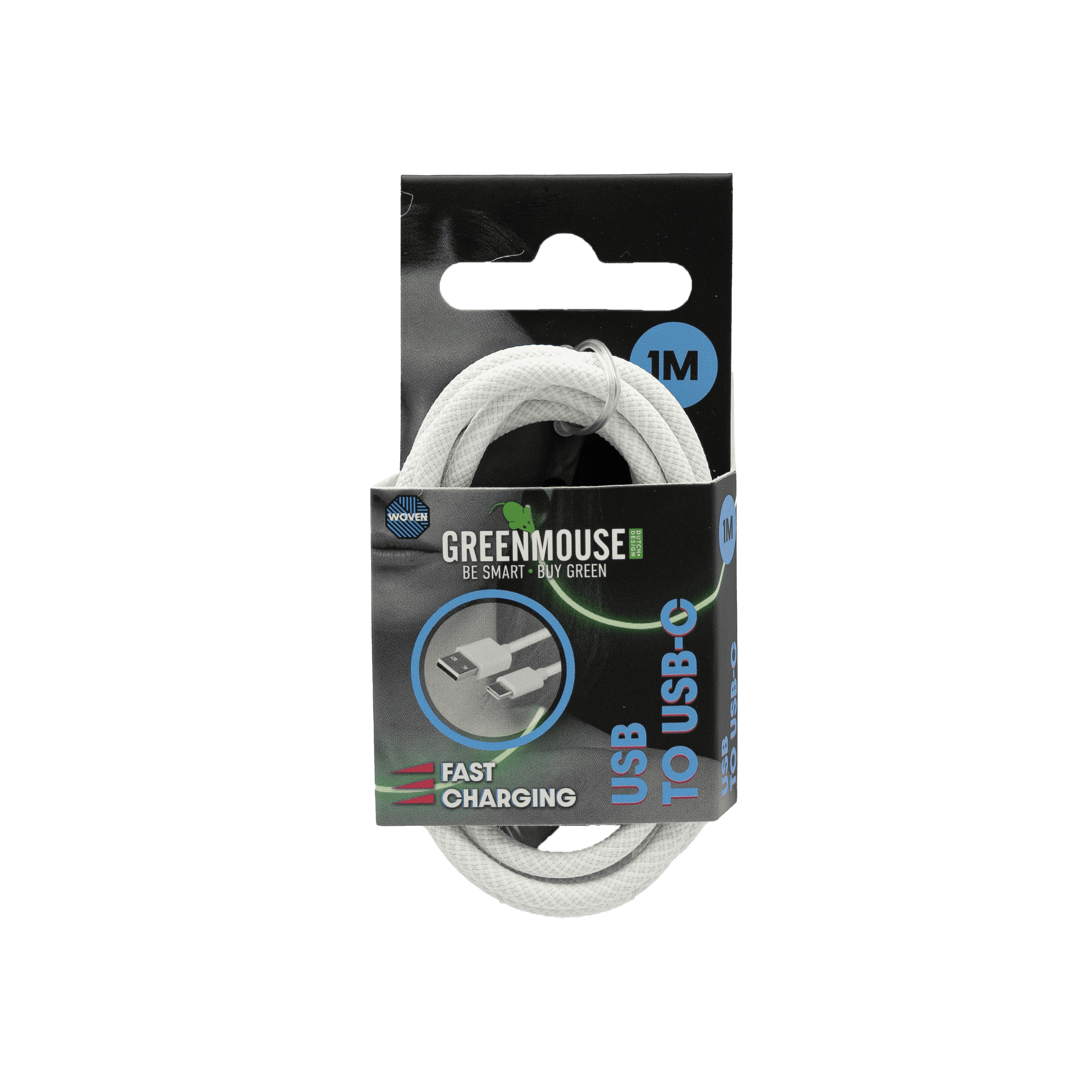 GreenMouse HP Zwart USB-C data cable Woven 1m