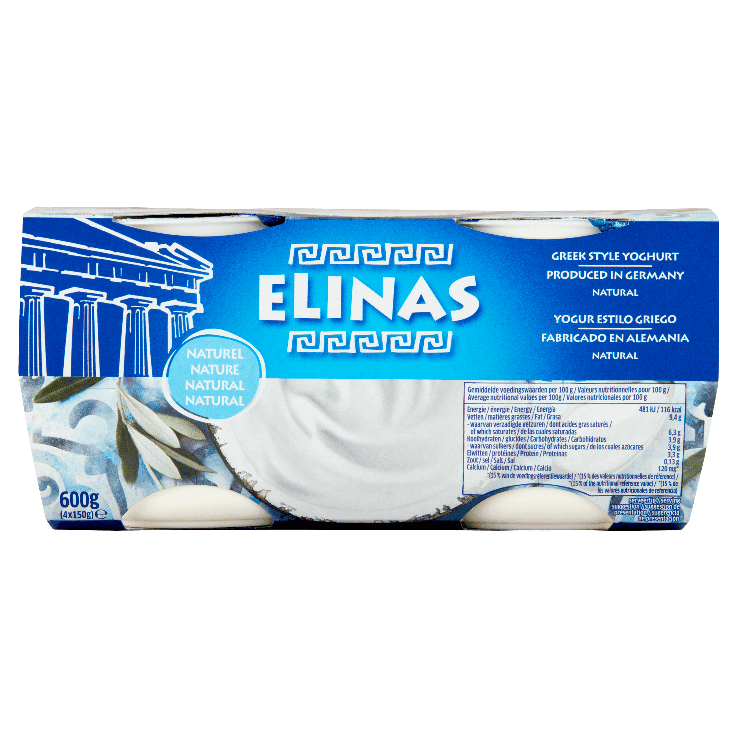 Elinas Griekse stijl yoghurt naturel 4-pack