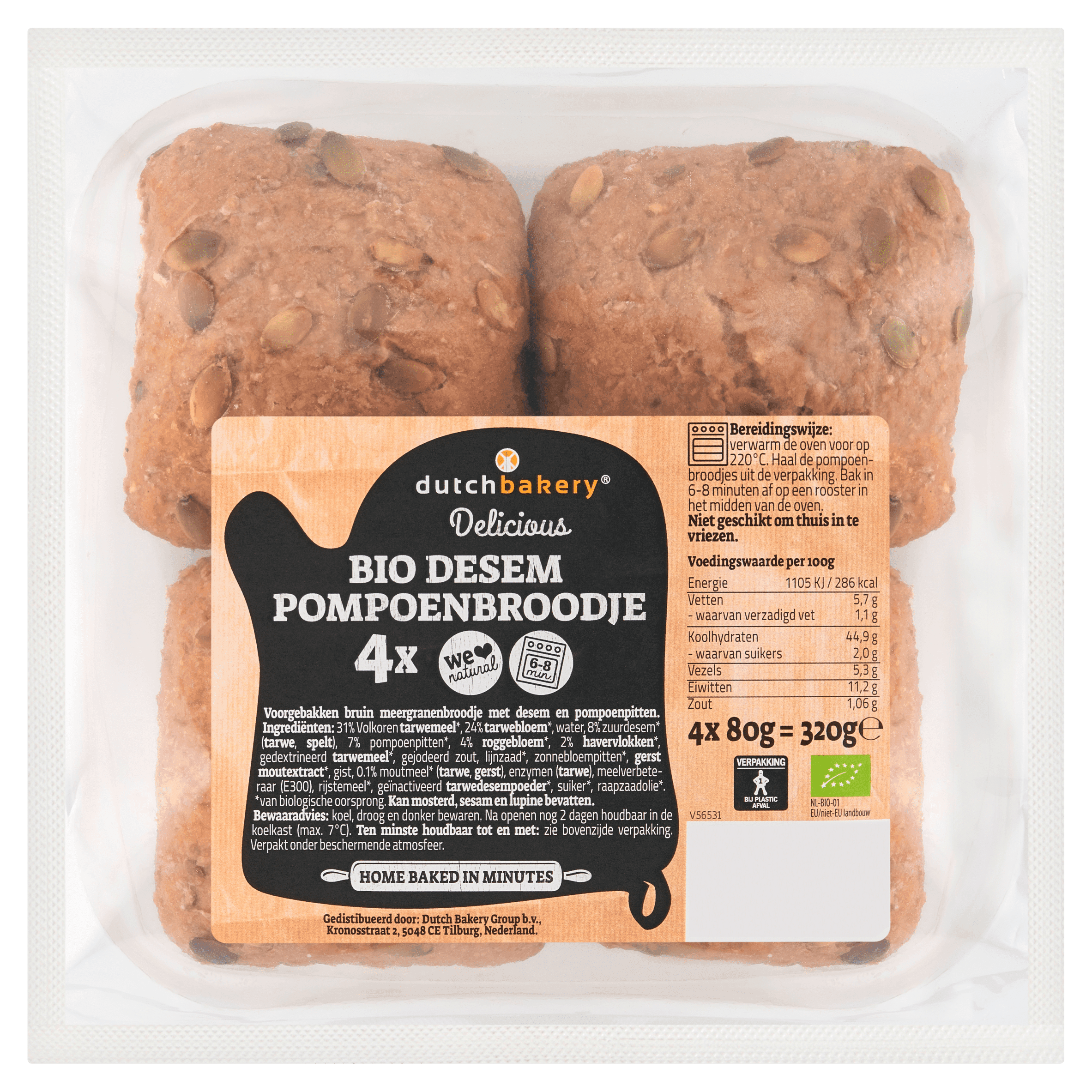 Dutch Bakery Bio Desem Pompoenbroodjes