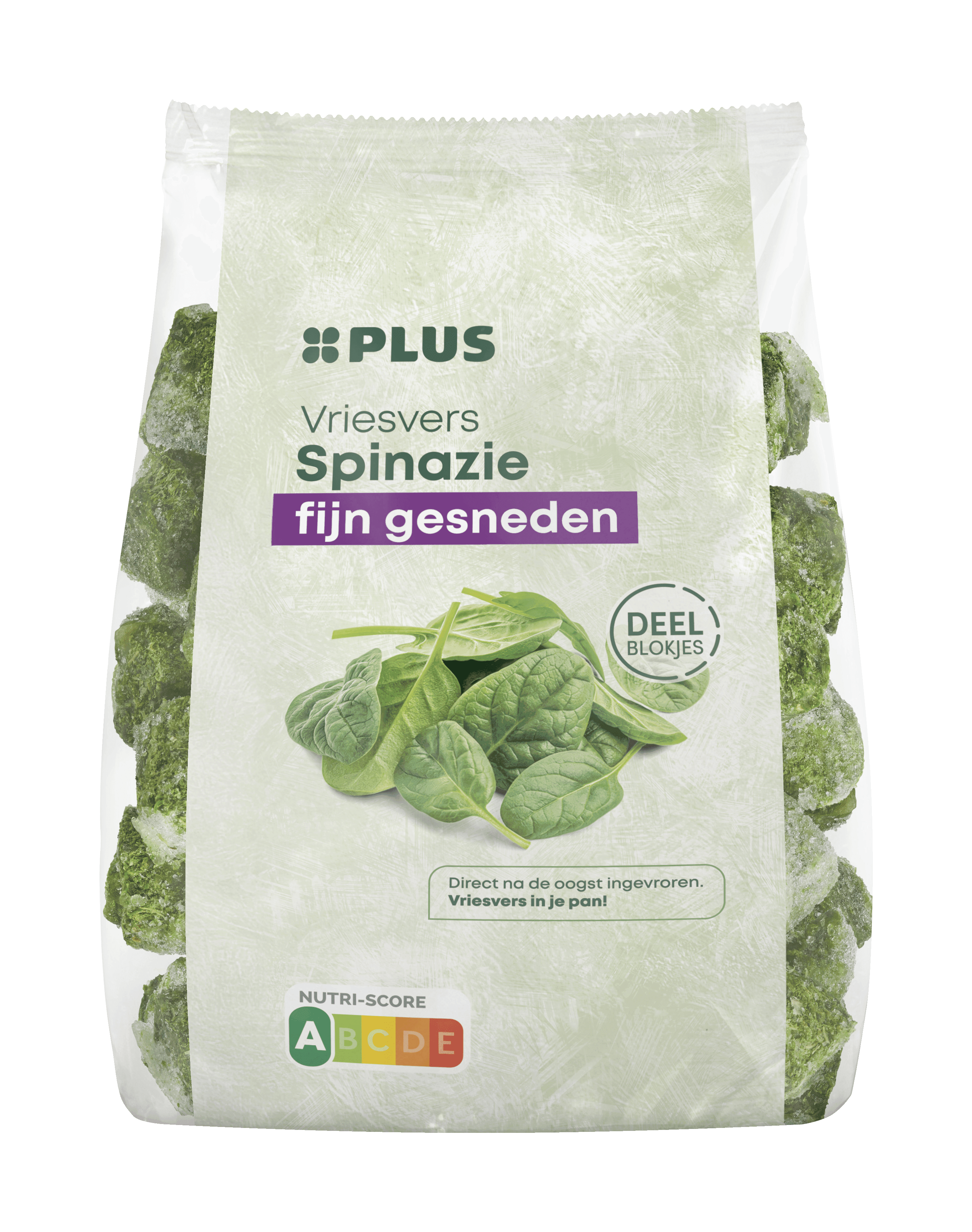 PLUS Gehakte spinazie fijn deelblokjes