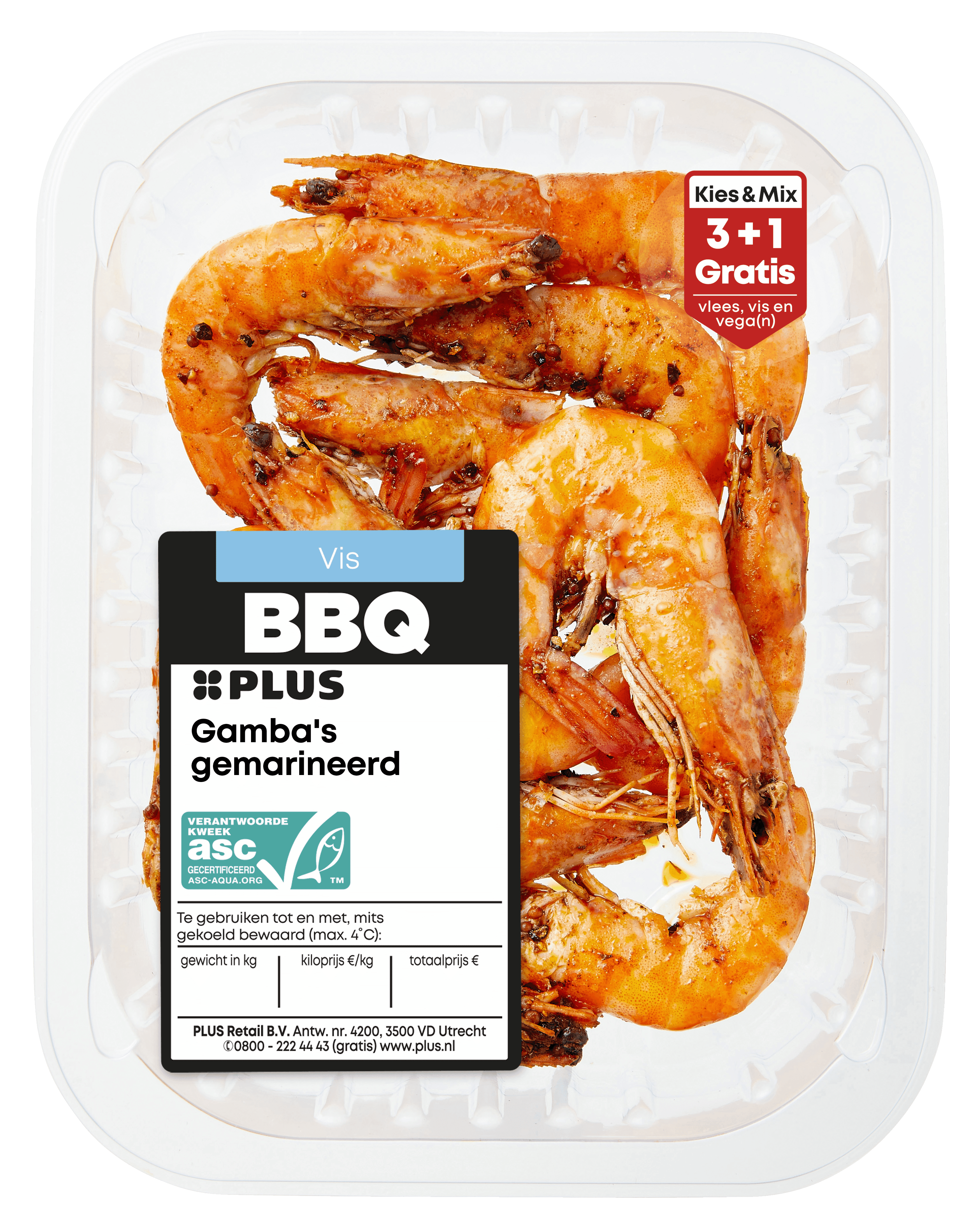 PLUS BBQ Gamba's gemarineerd