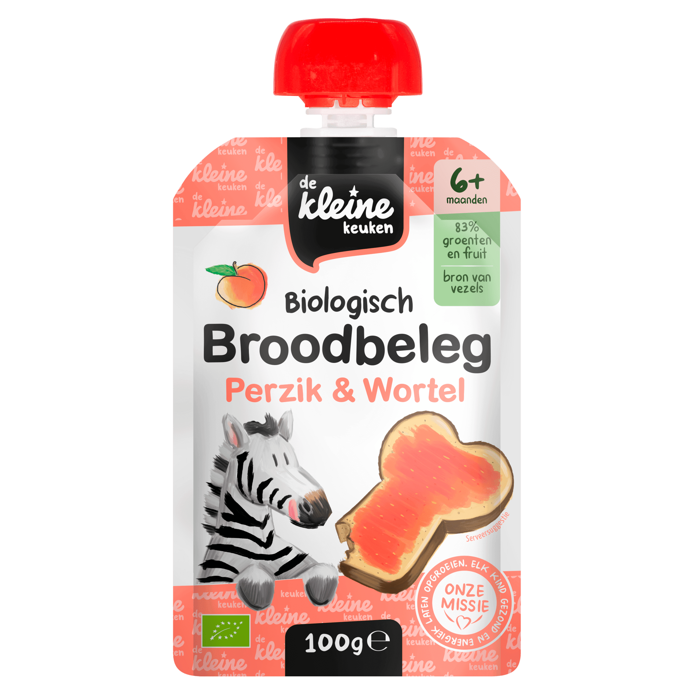 De Kleine Keuken Bio broodbeleg perzik wortel 6+