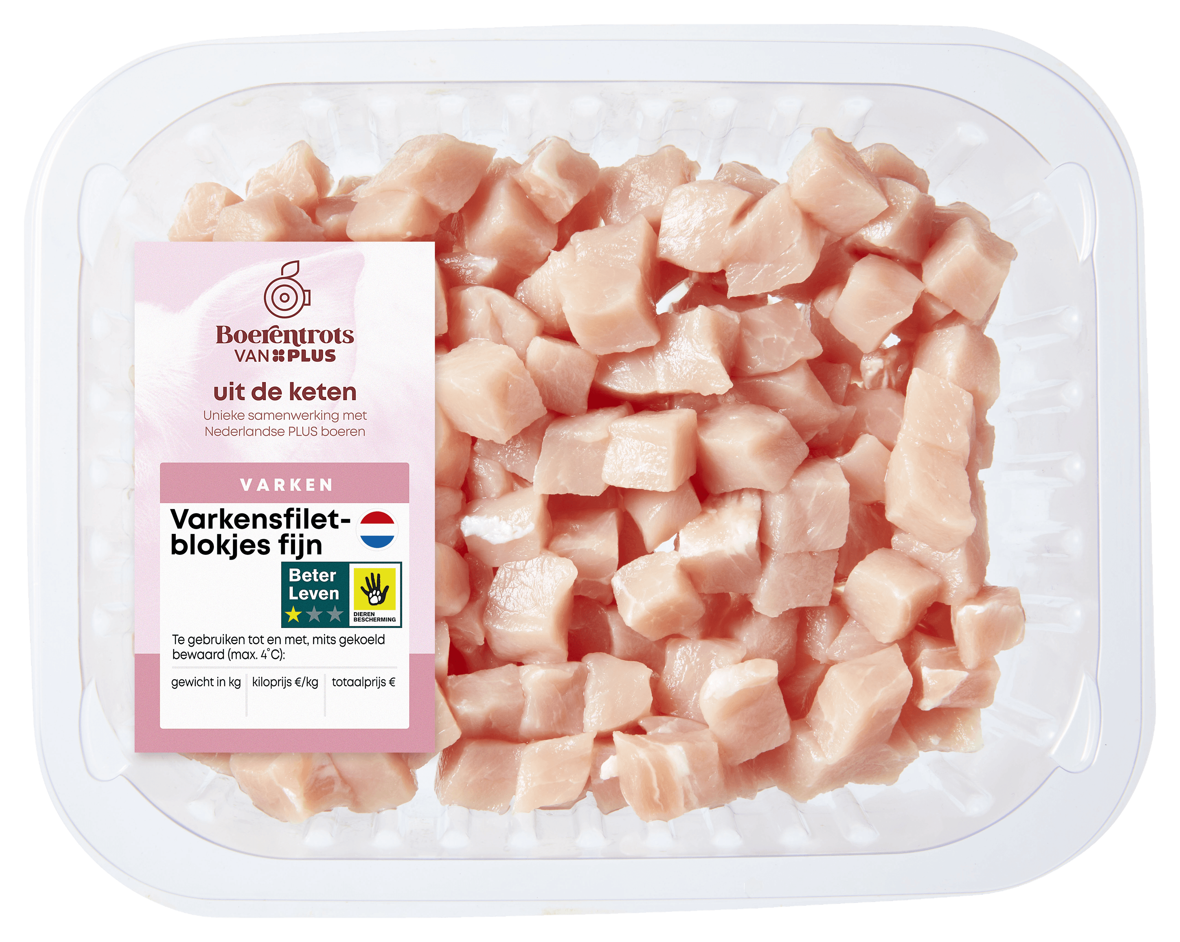 PLUS Boerentrots Varkensfiletblokjes fijn
