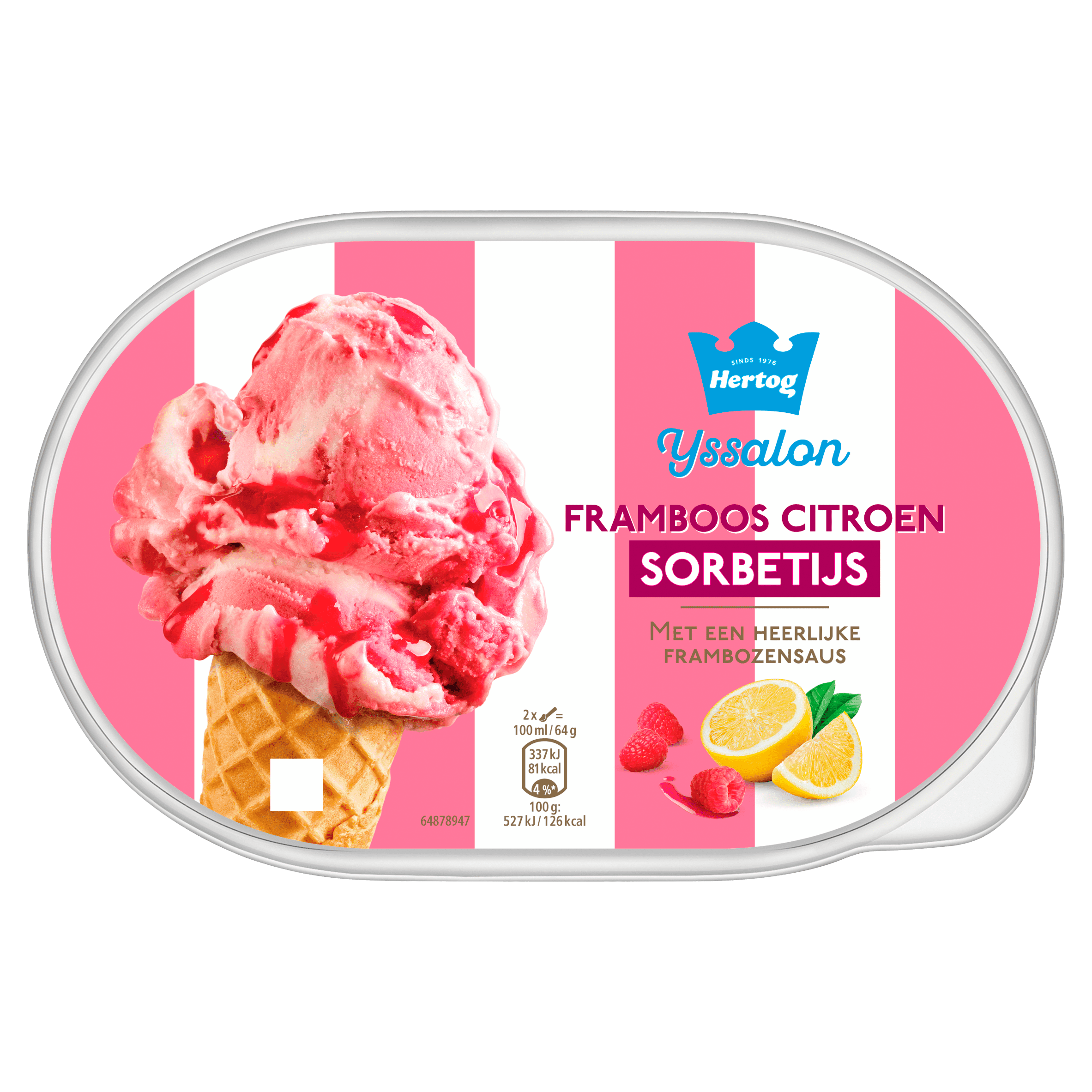 Hertog Ijssalon sorbetijs framboos citroen