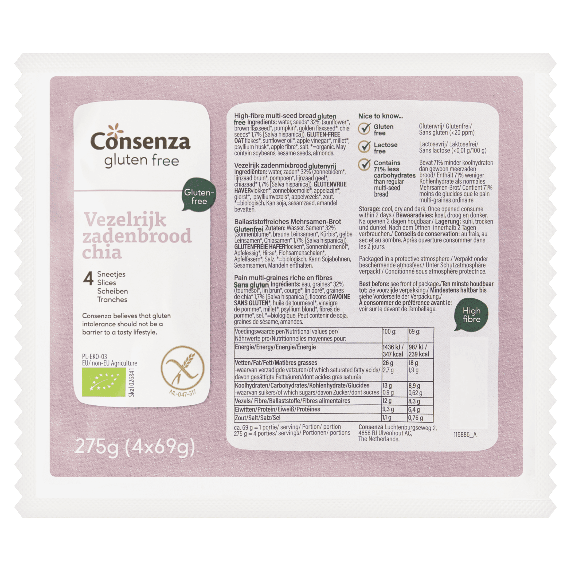 Consenza GV Vezelrijk zadenbrood chia bio