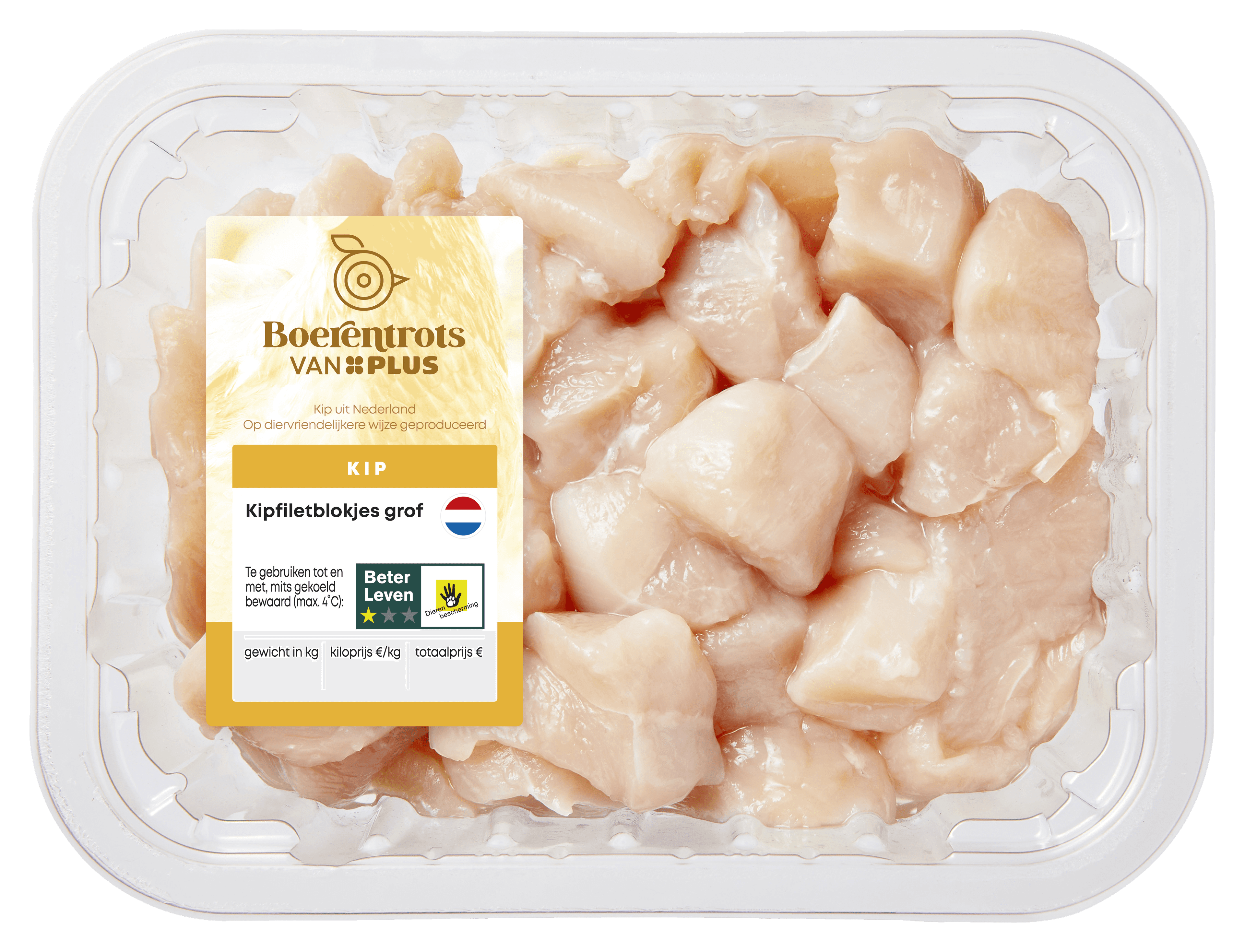 PLUS Boerentrots Kipfiletblokjes grof