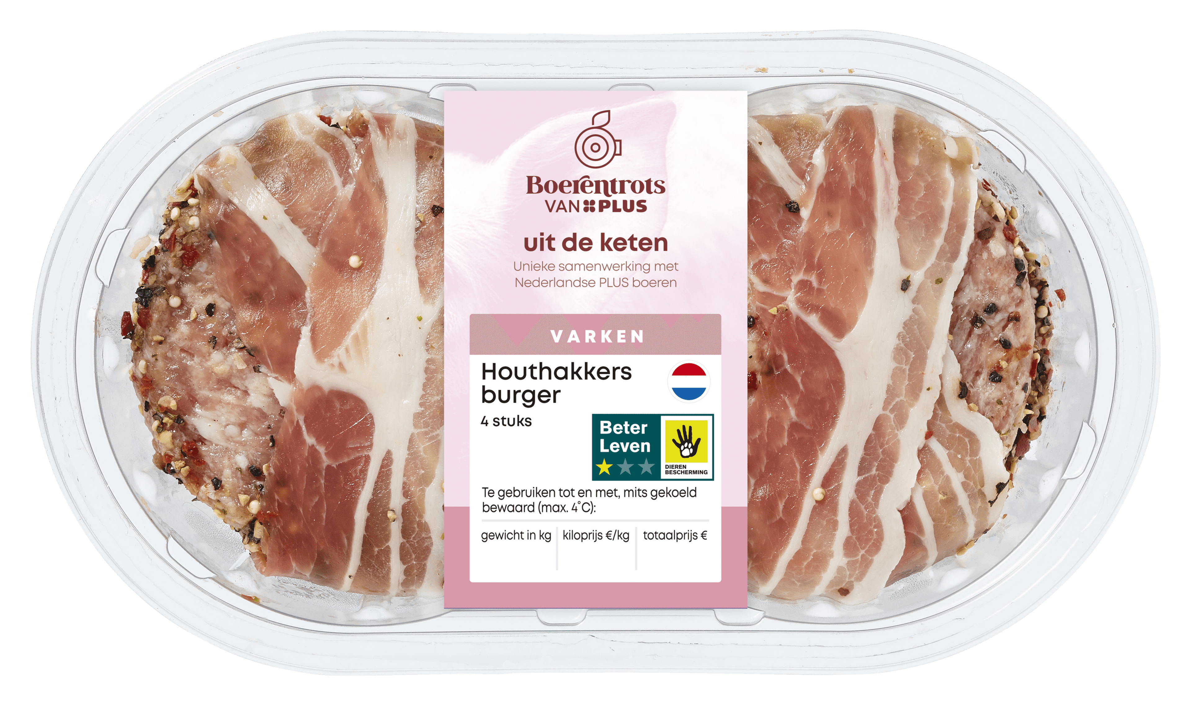 PLUS Boerentrots Houthakkers burger 4 stuks