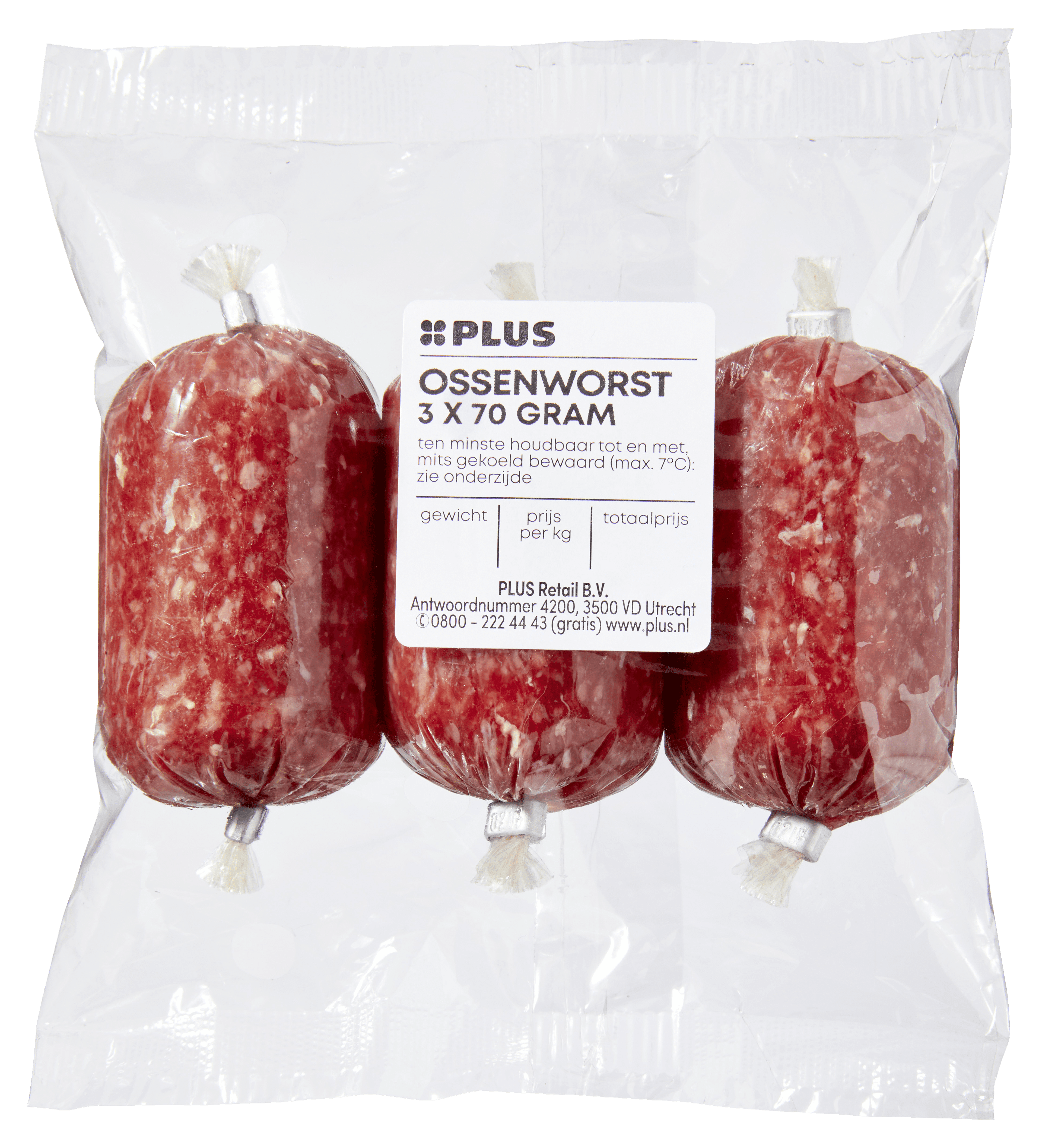 PLUS Ossenworst 3 x 70 gram