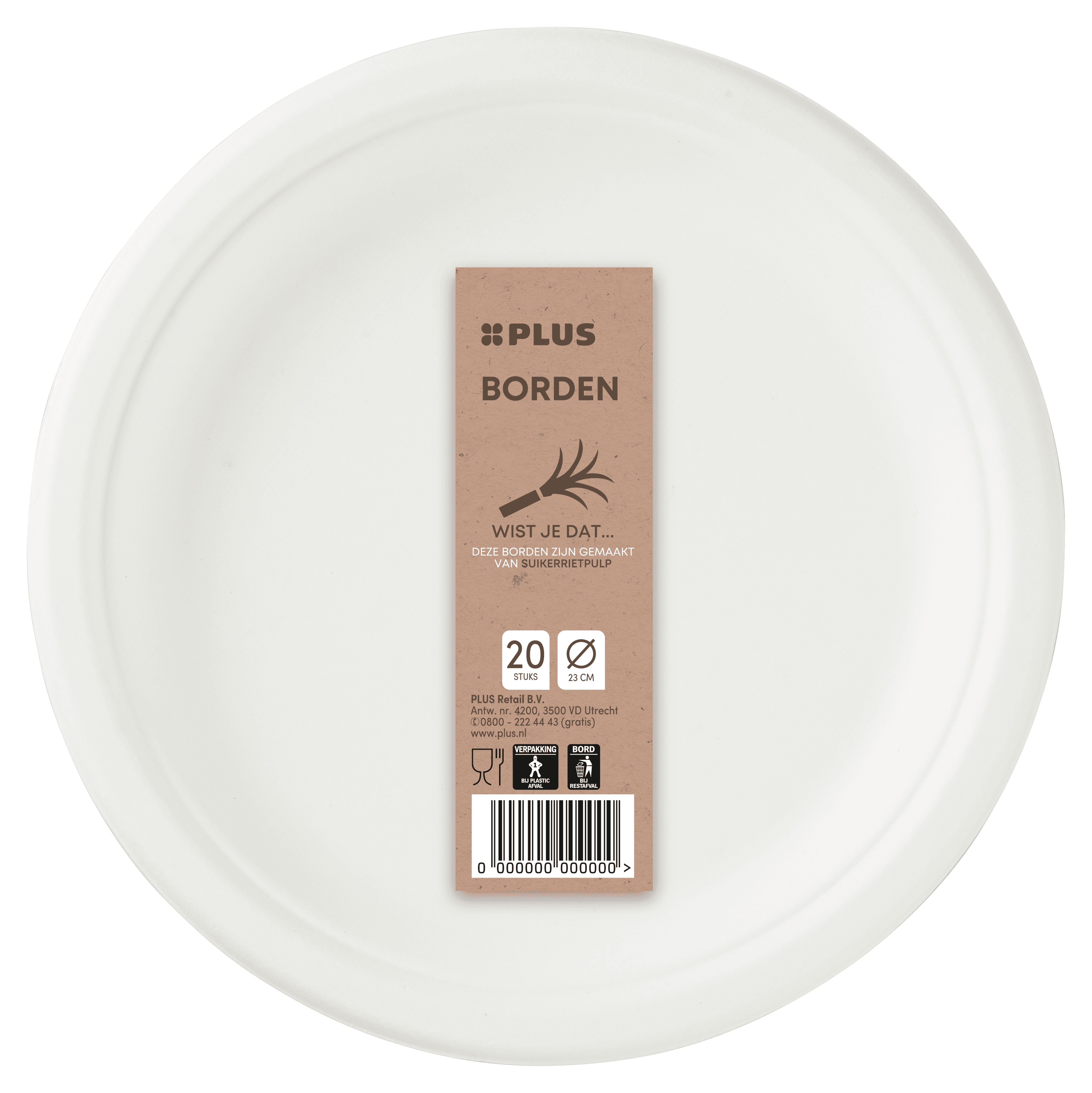 PLUS Bord rond 23cm bagasse