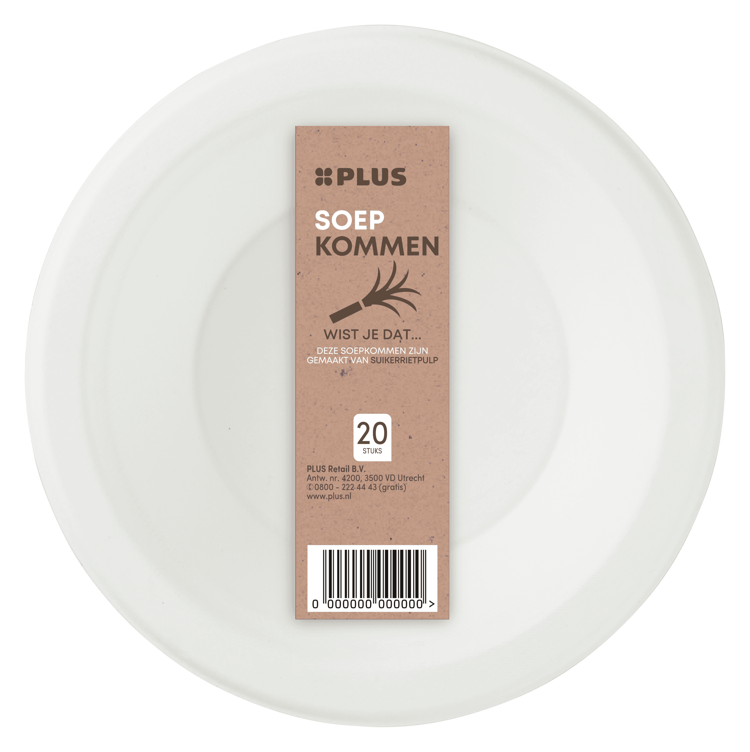 PLUS Schaaltje rond 350ml bagasse