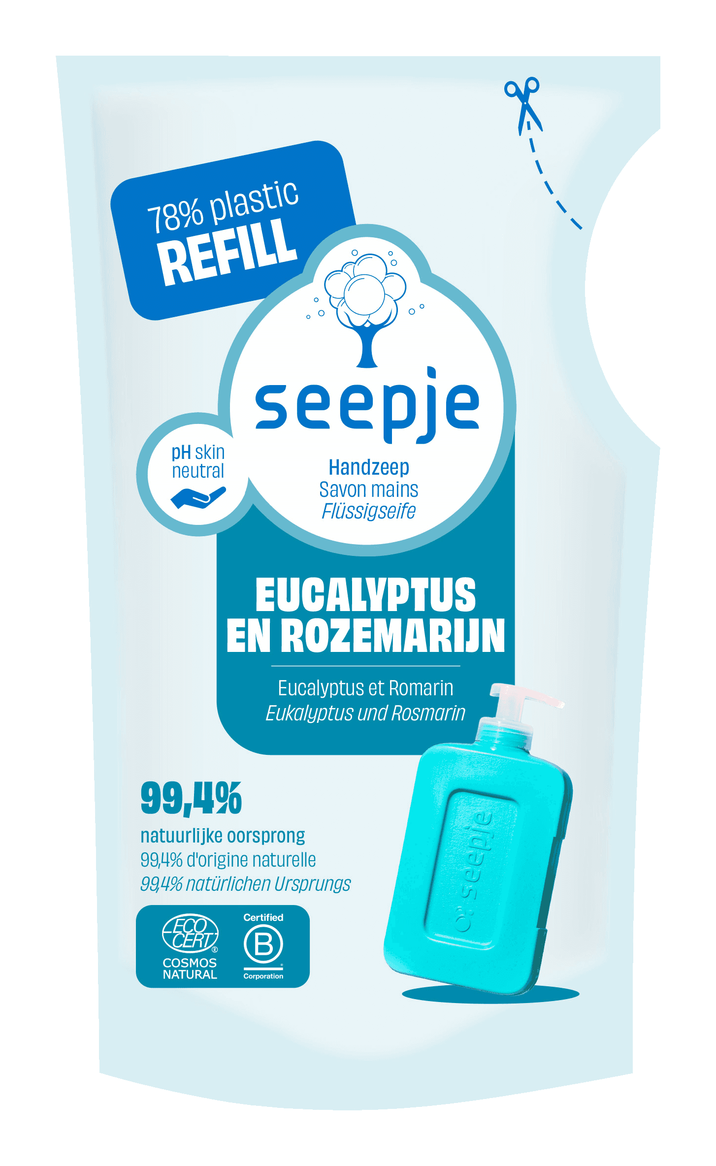 Seepje Handzeep Eucalyptu en Rozemarijn navul
