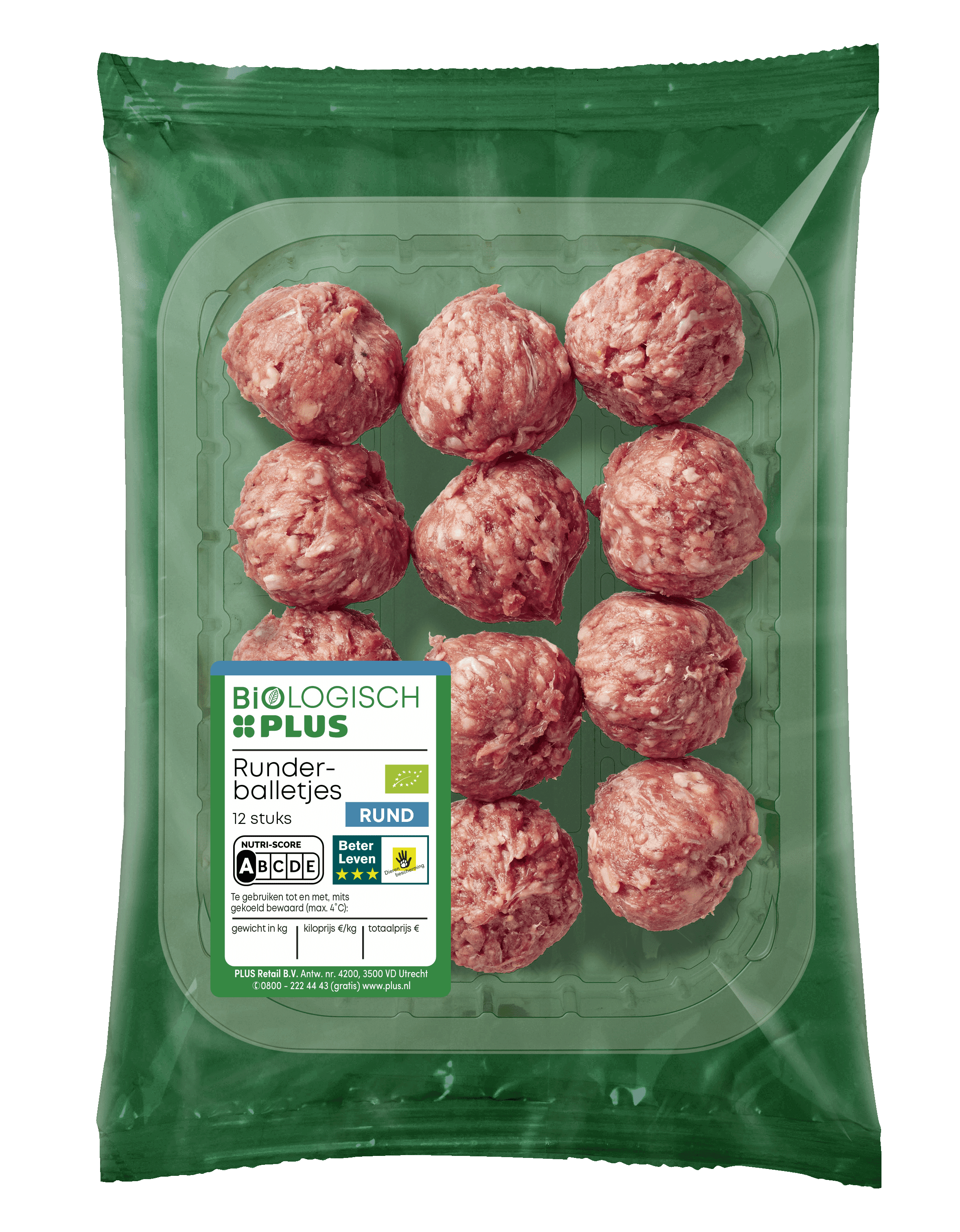 Biologisch PLUS Runderballetjes 12 stuks