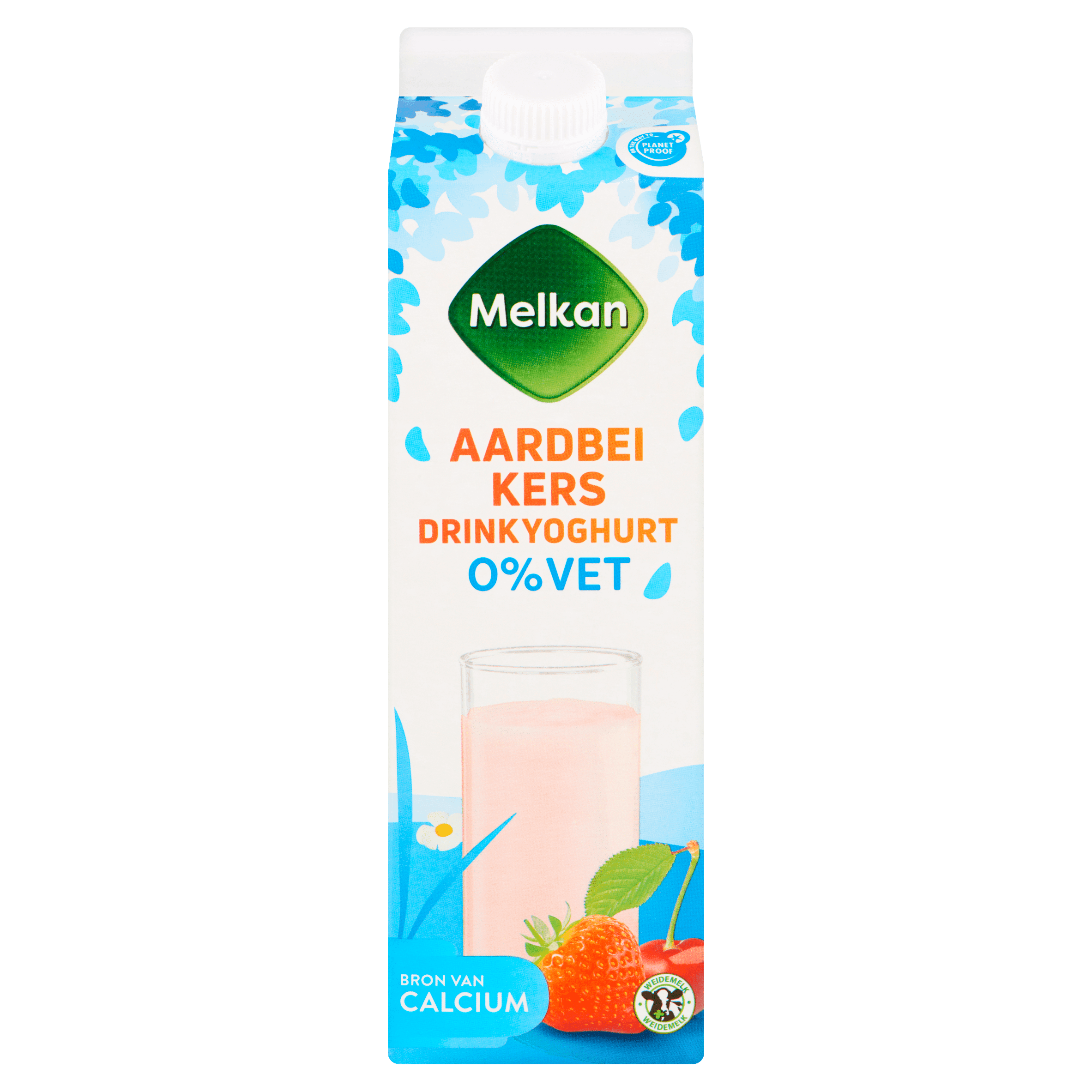 Melkan Drink 0% vet aardbei-kers
