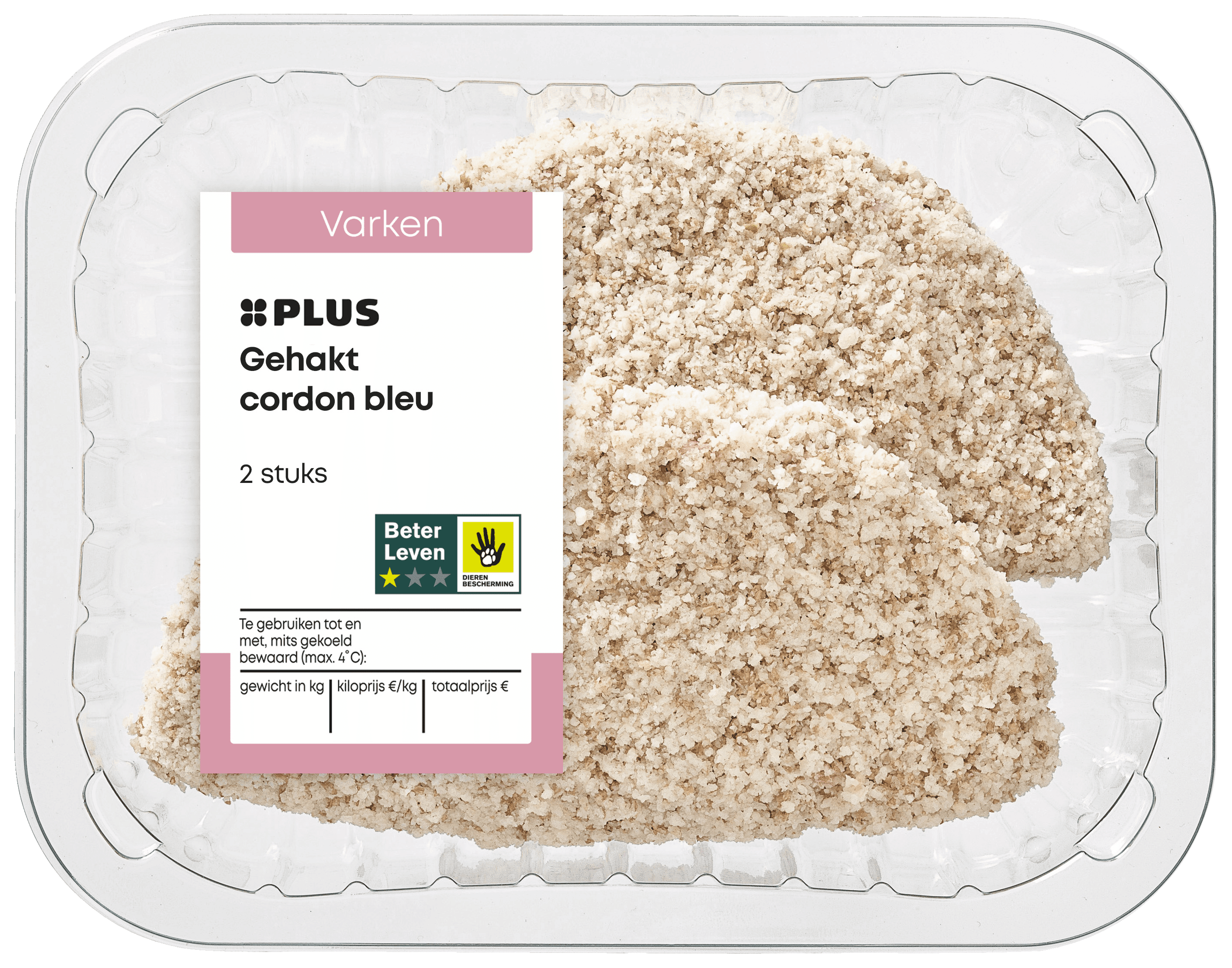 PLUS Gehakt cordon bleu 2 stuks