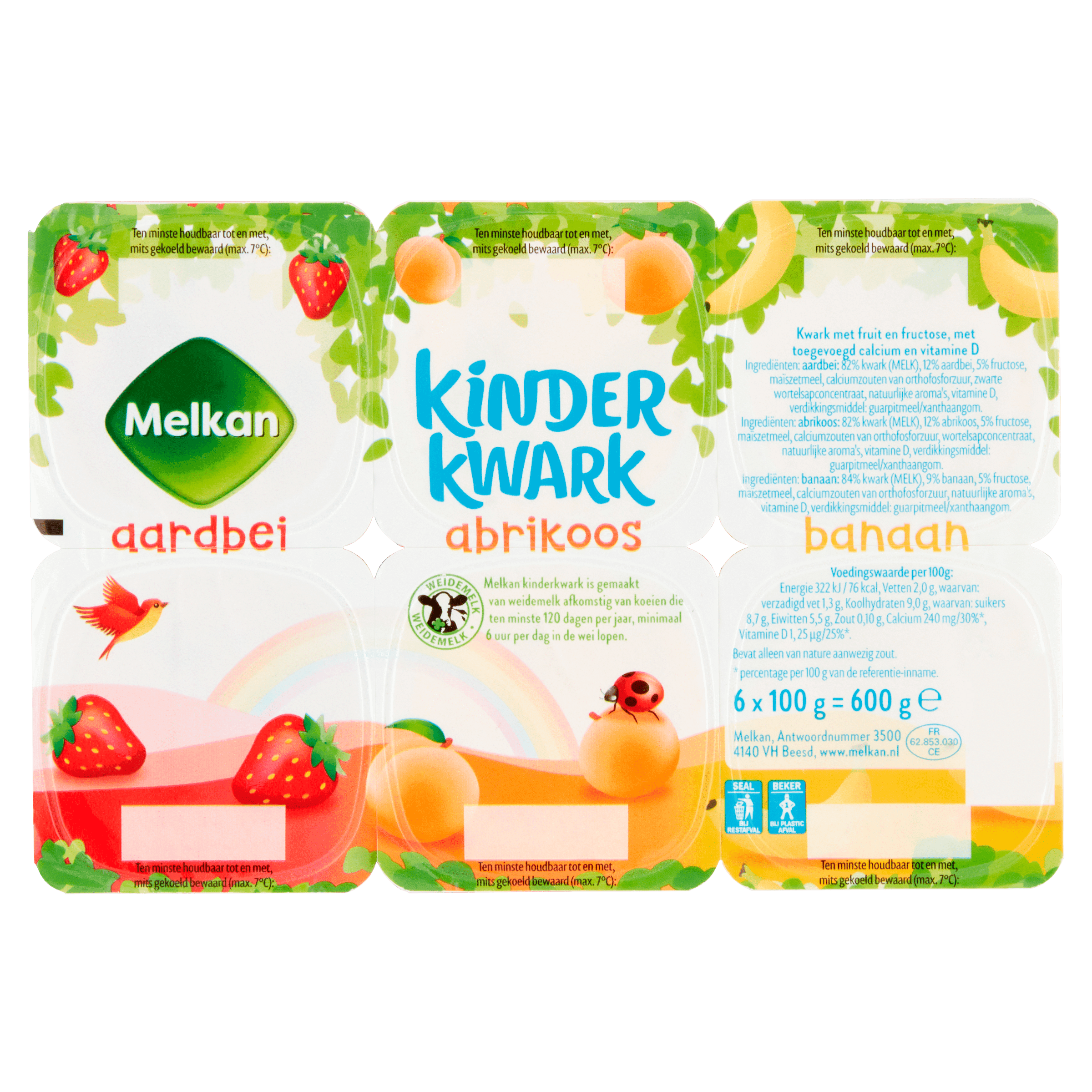 Melkan Toetiemonster Kinderkwark 6 x 100 gram