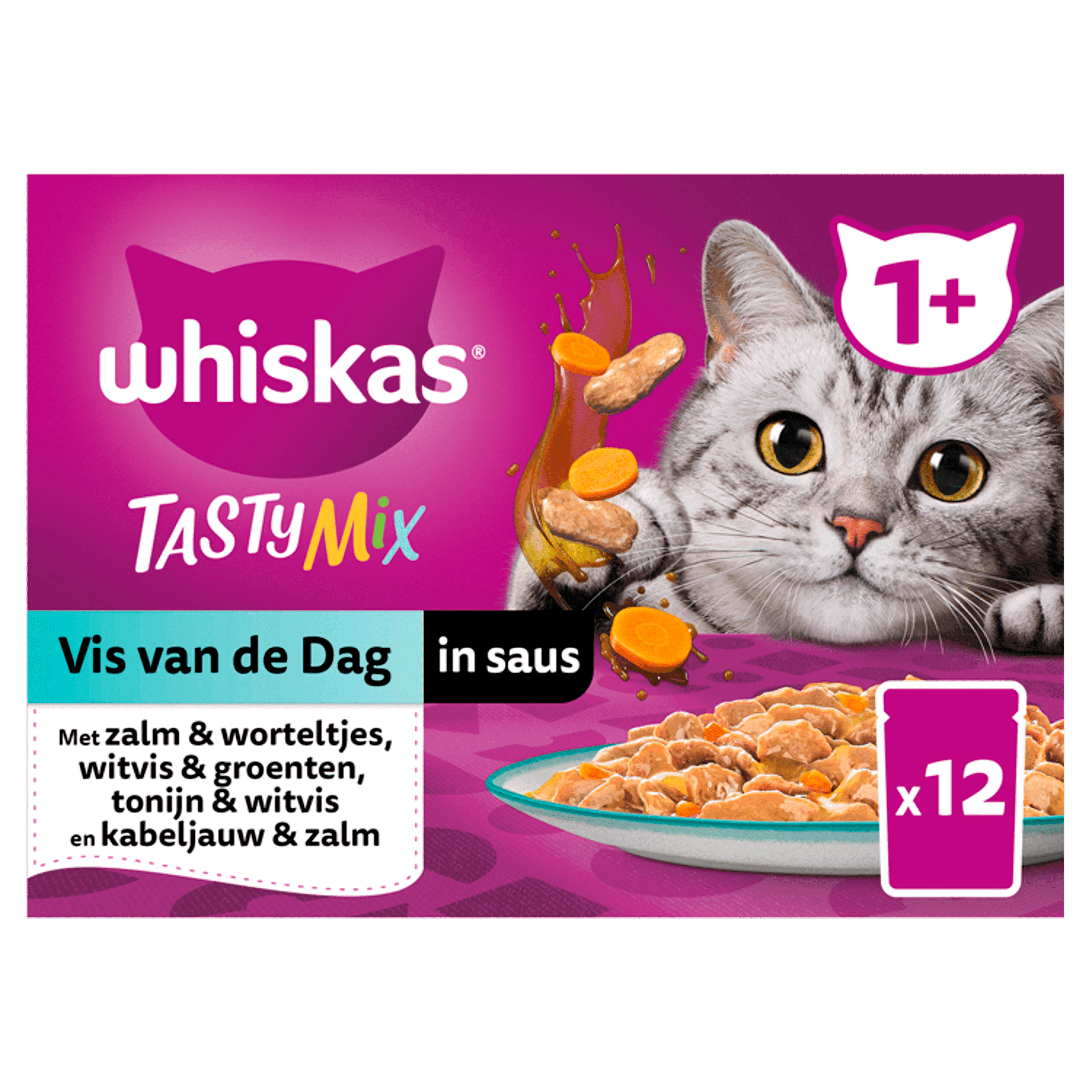 Whiskas 1+ Tasty Mix Vis van de Dag in saus