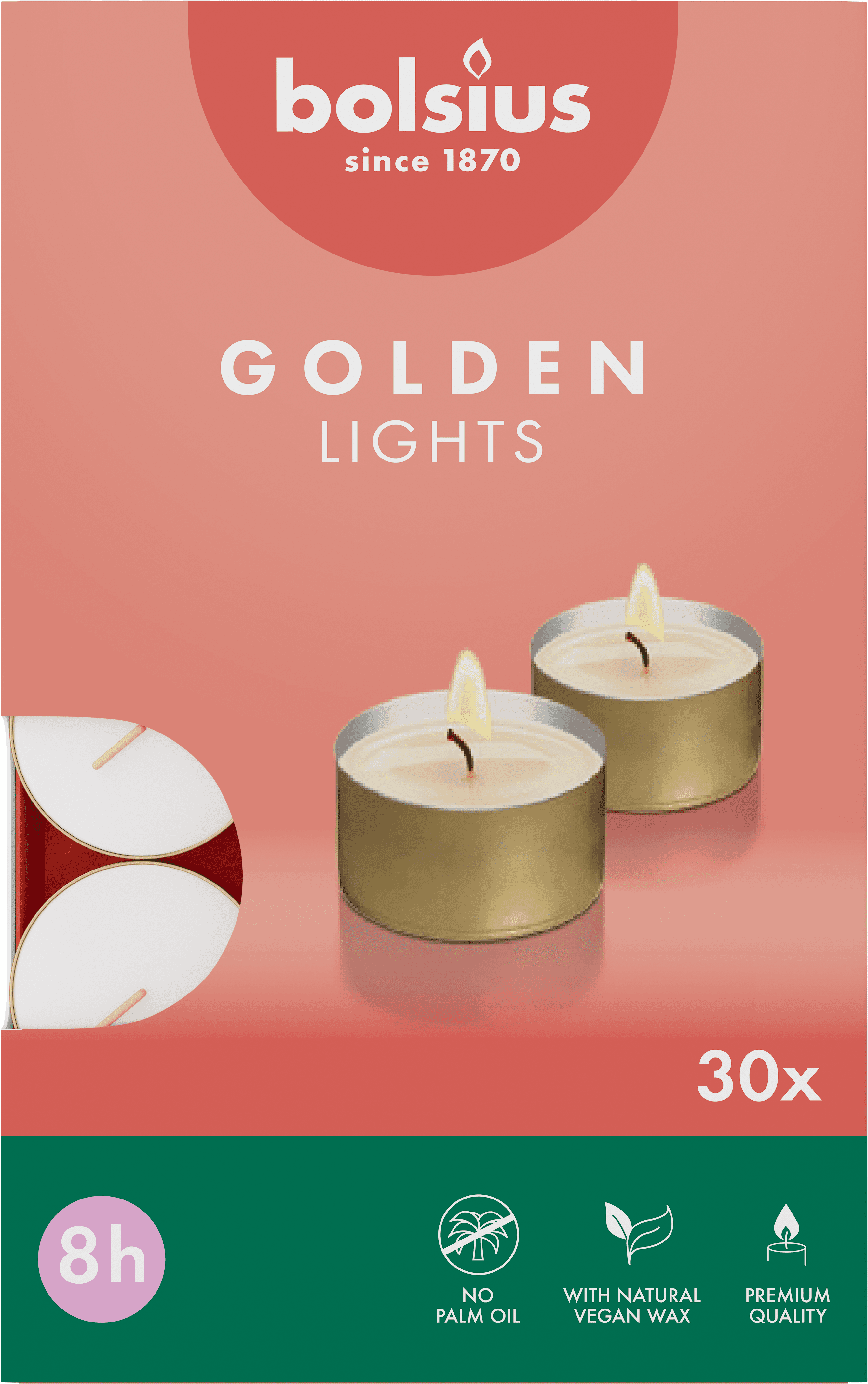 Bolsius Theelichten 8-uur doos 30 Wit