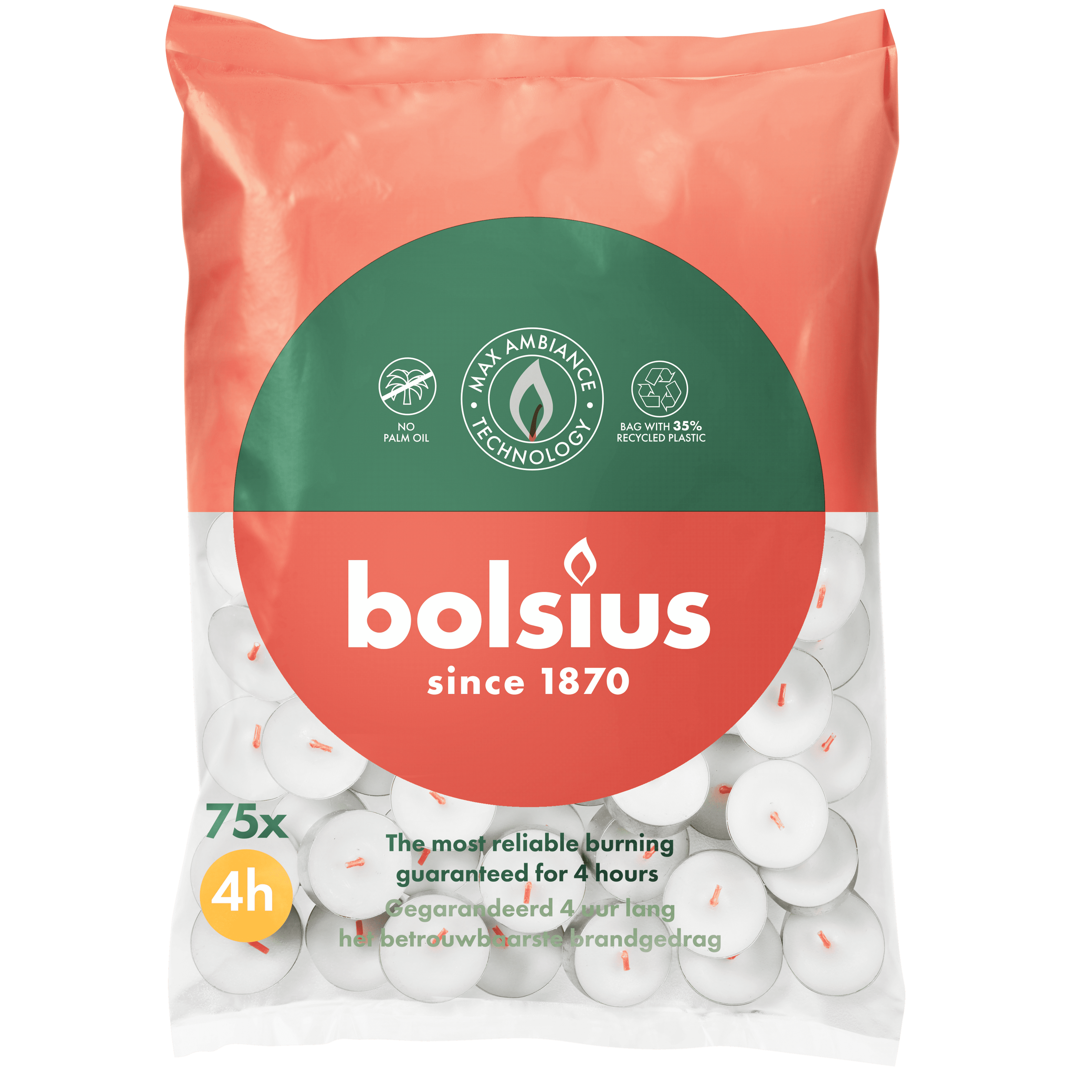 Bolsius Theelicht 4-uur zak 75