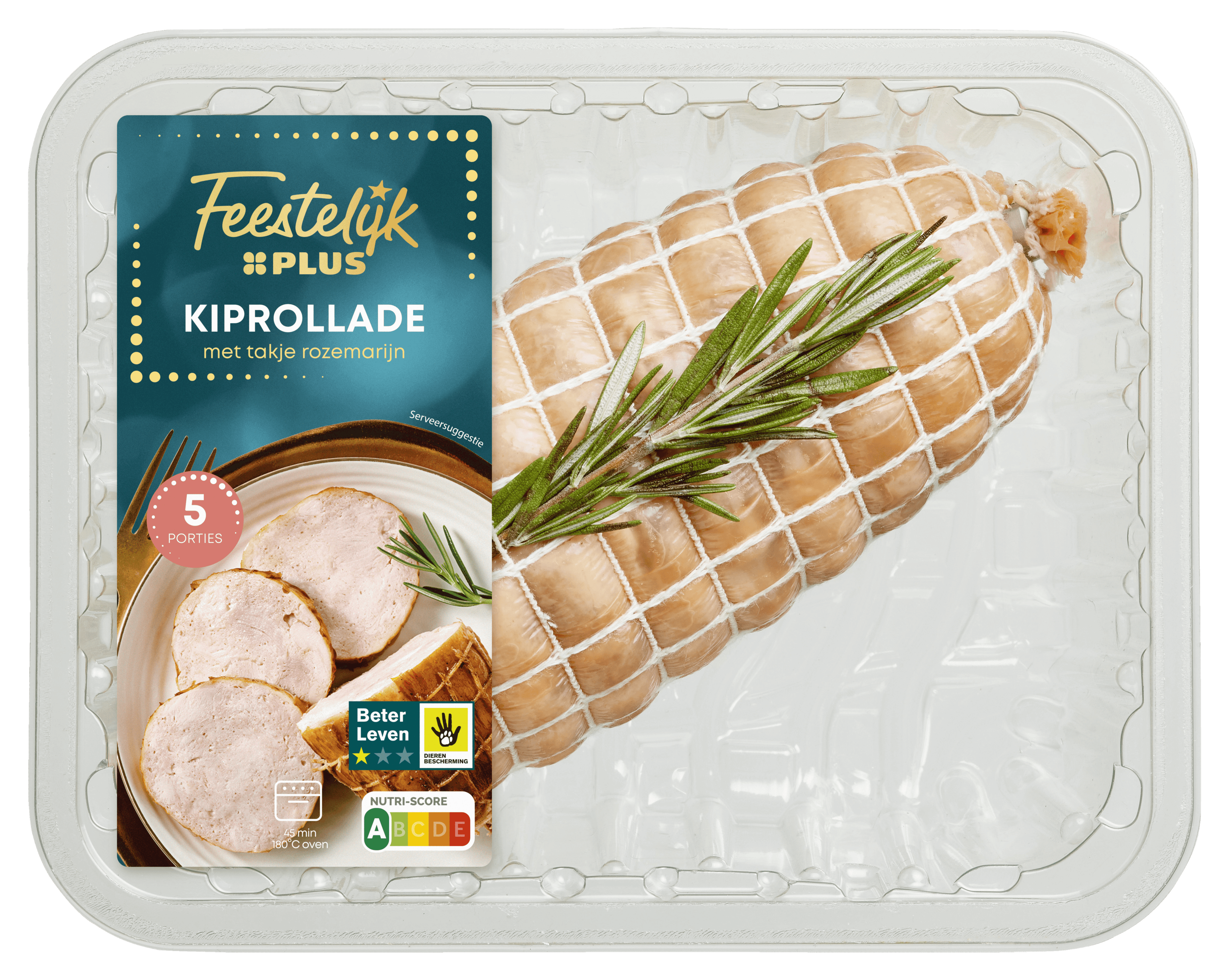 Feestelijk PLUS Kiprollade met een takje rozemarijn