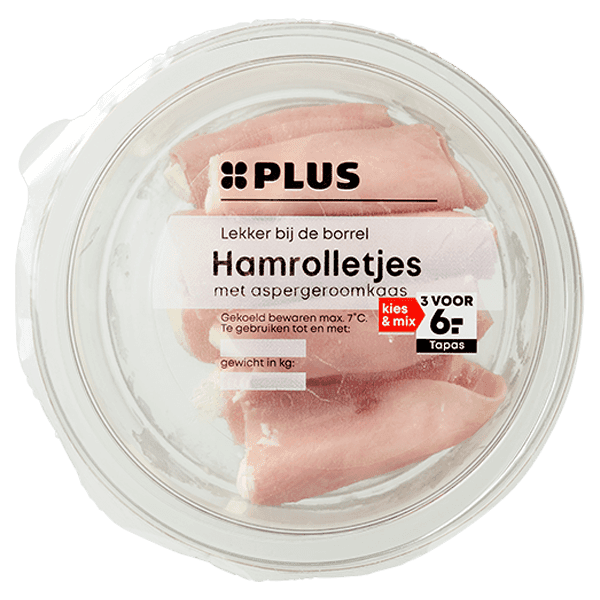 PLUS Hamrolletjes met aspergeroomkaas