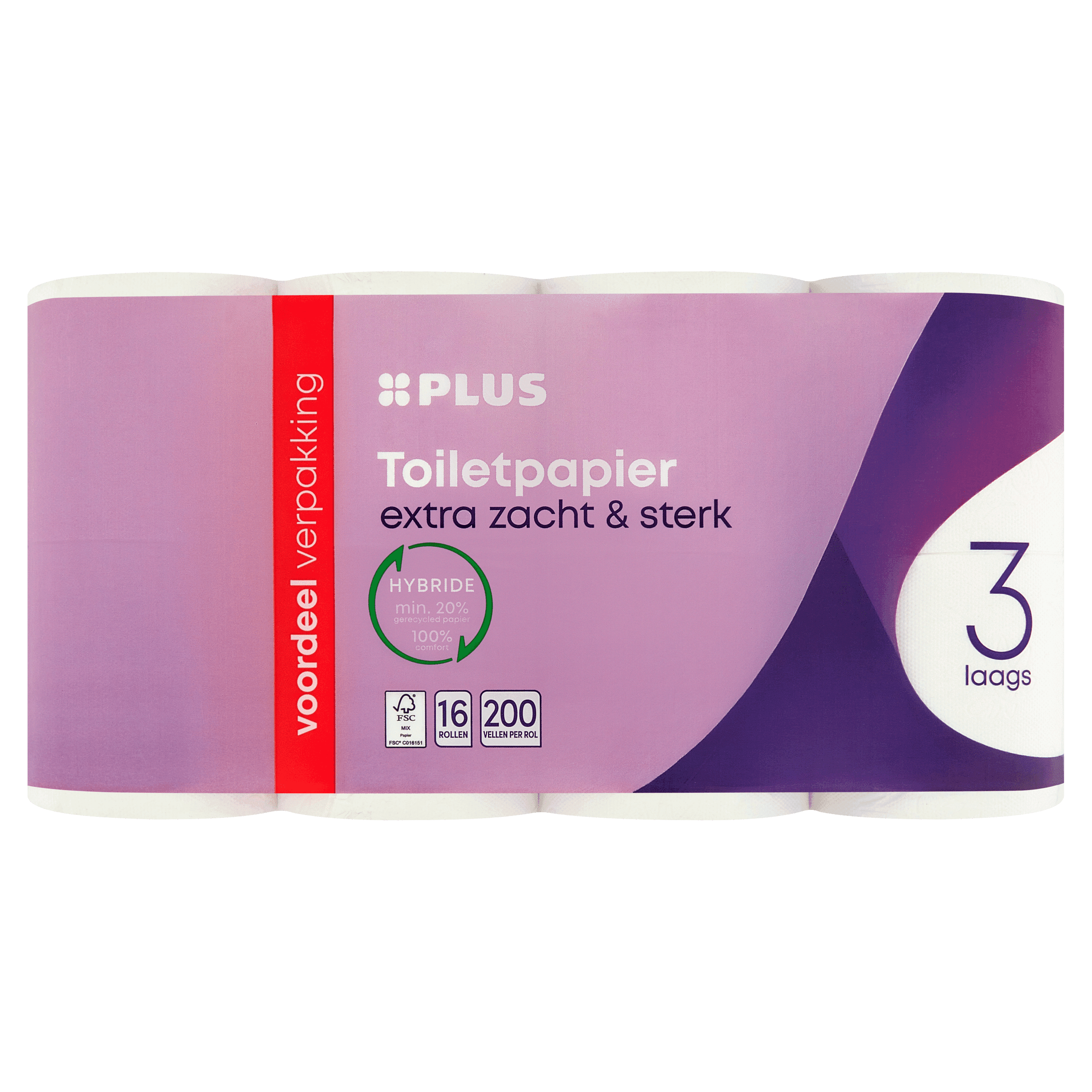 PLUS Toiletpapier 3-laags 16 rollen