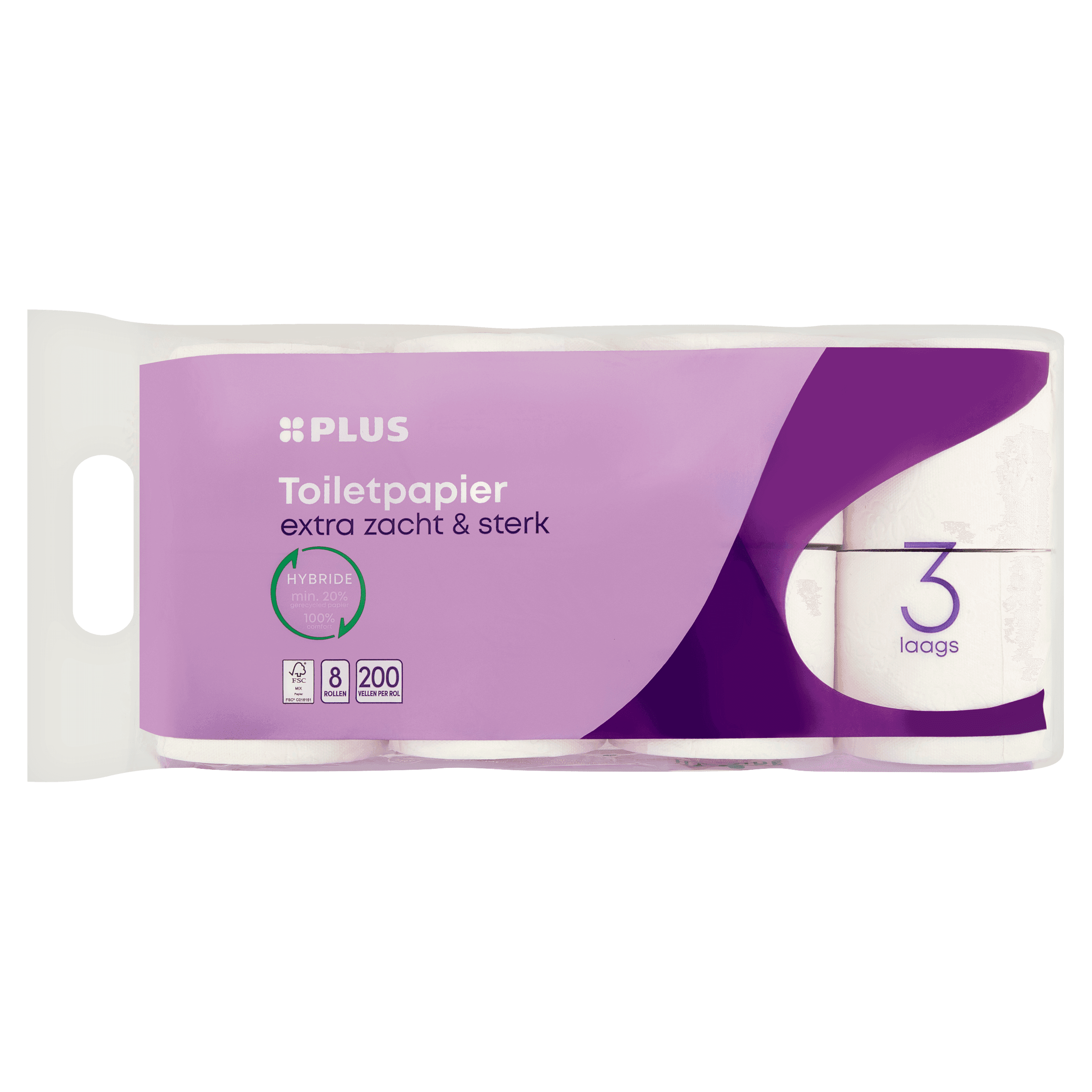 PLUS Toiletpapier 3-laags 8 rollen