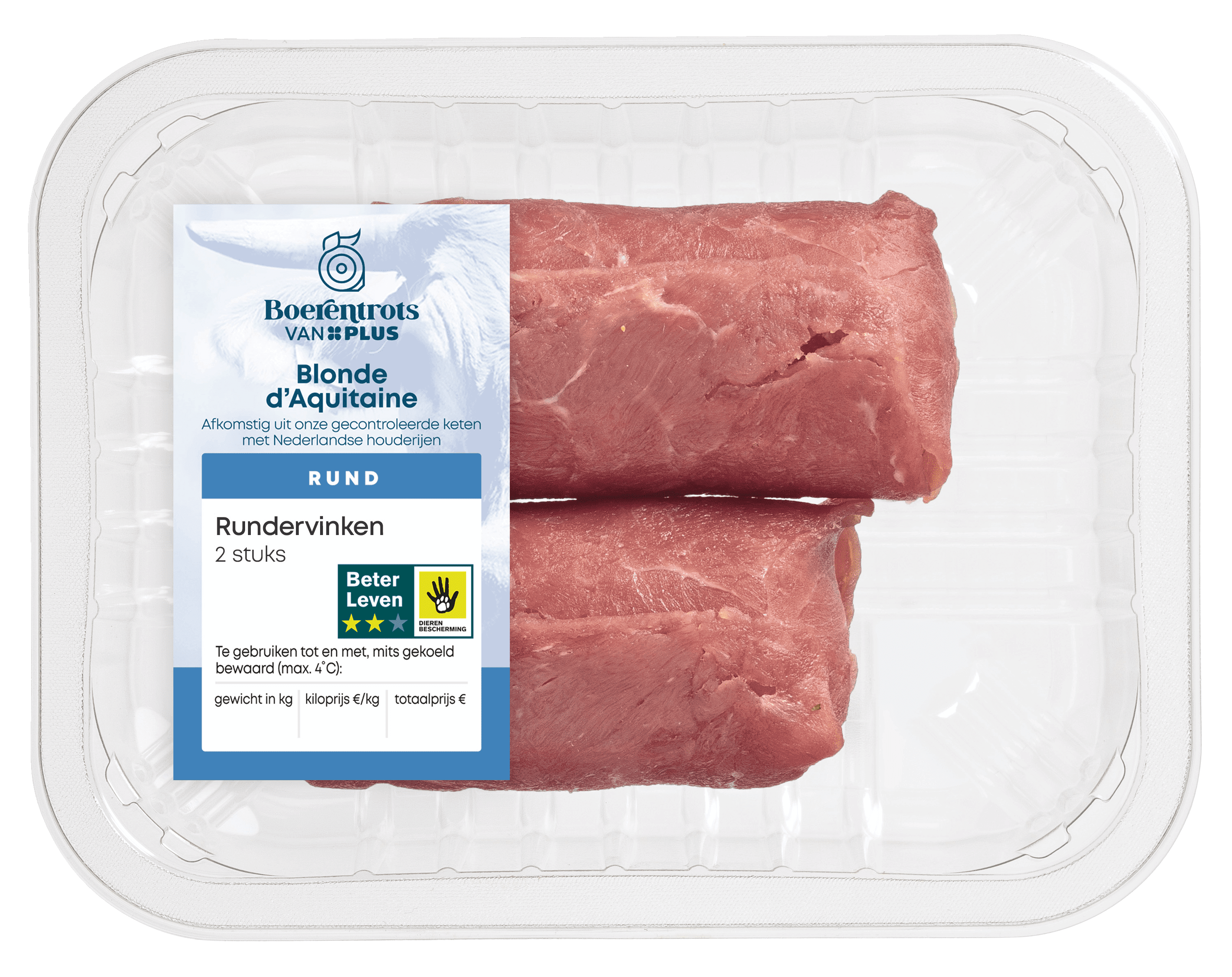 PLUS Boerentrots Blonde d'Aquitaine rundervinken 2 stuk