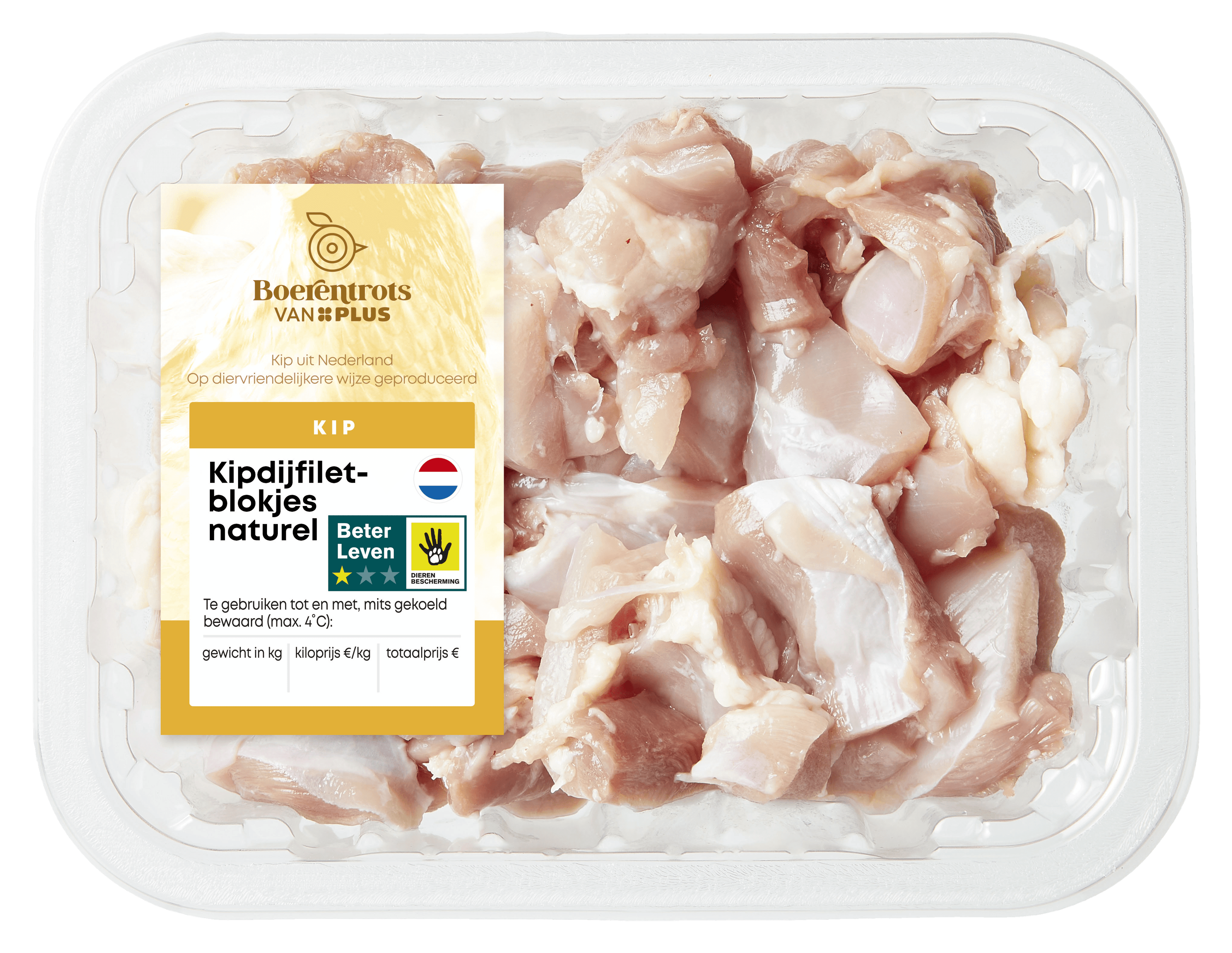 PLUS Boerentrots Kipdijfiletblokjes naturel