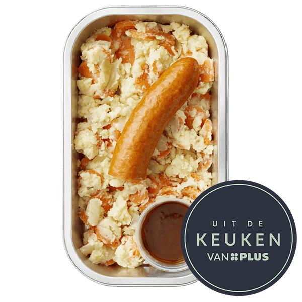 Uit de keuken van PLUS Hutspot met rookworst en jus