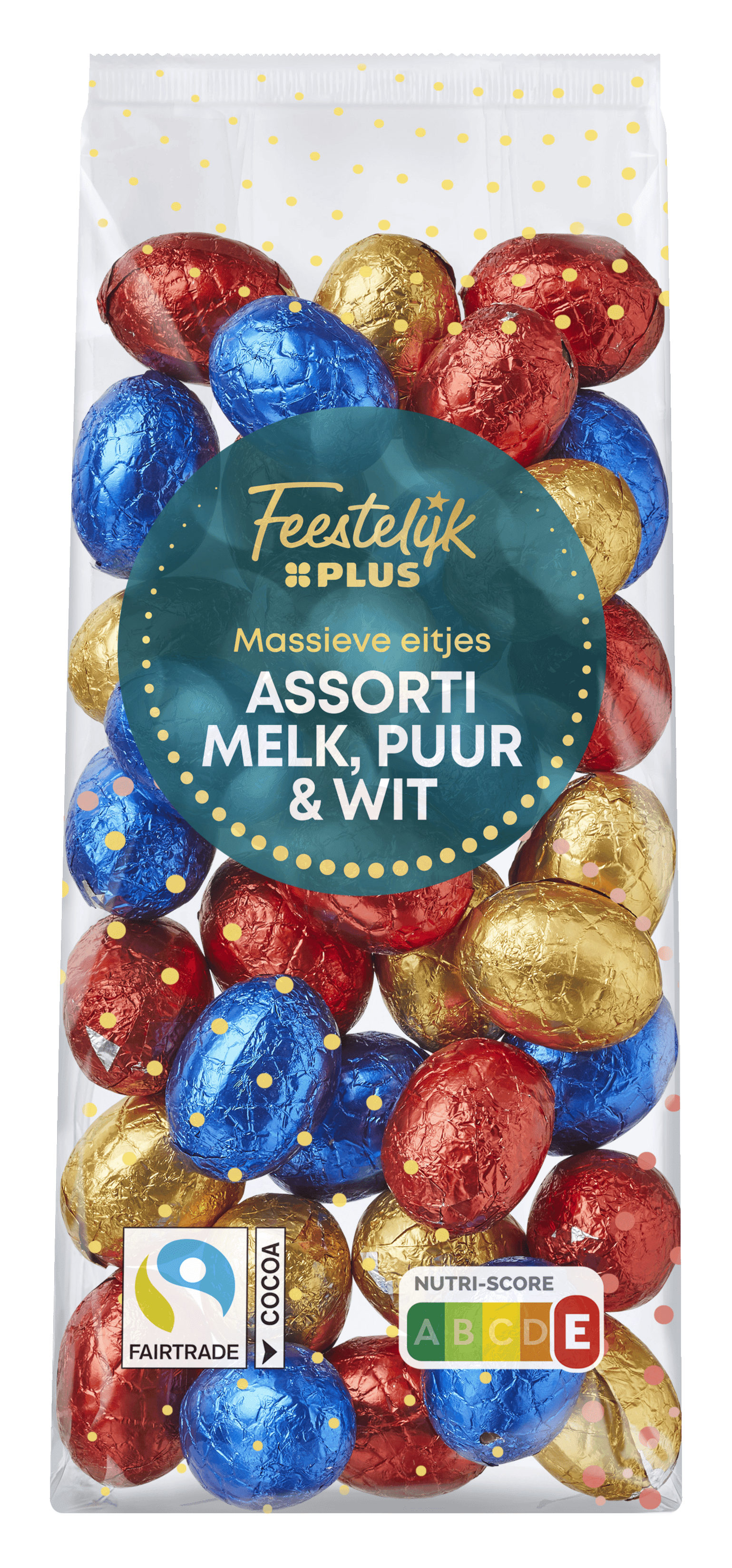Feestelijk PLUS Paaseitjes Melk Puur Wit massief FT