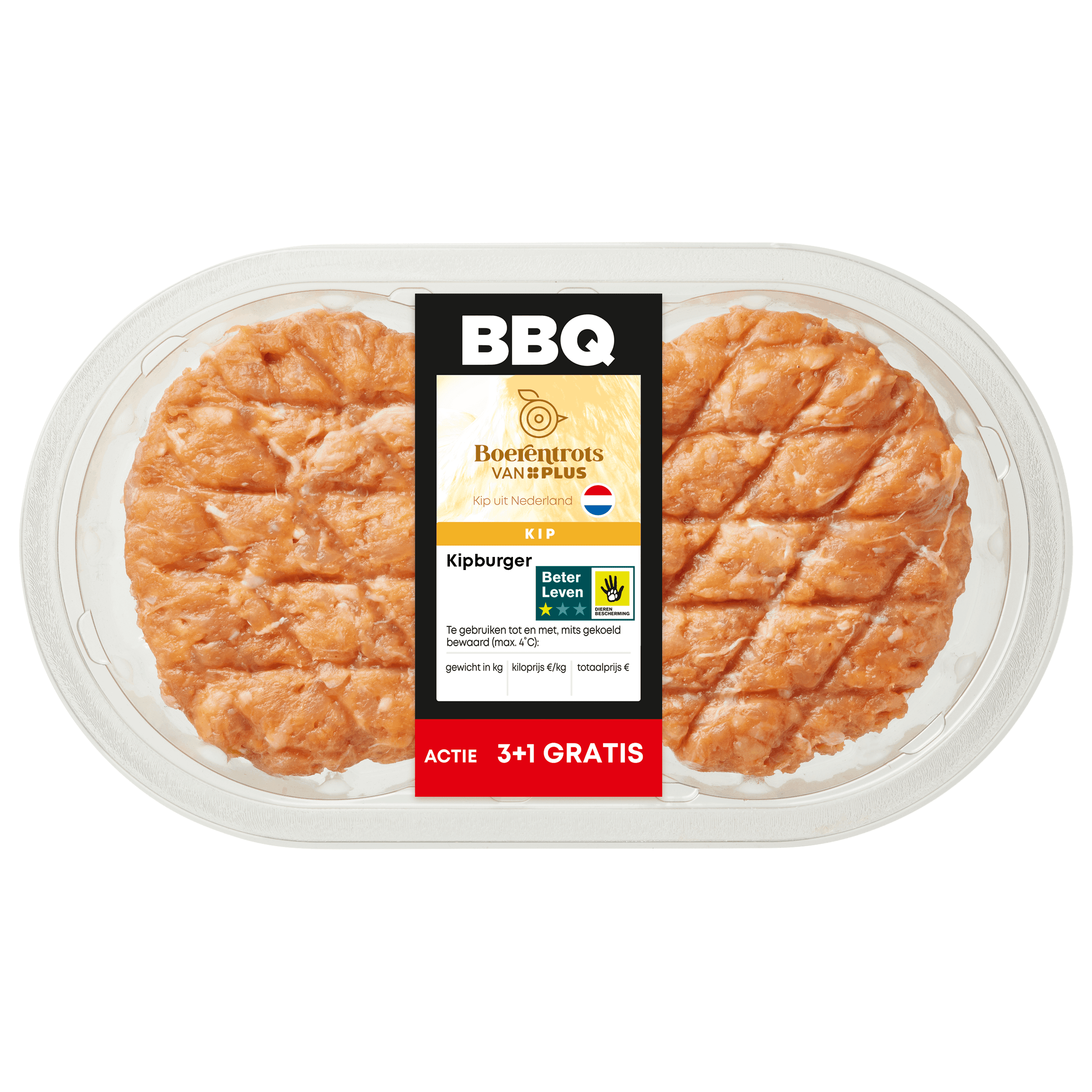 PLUS Boerentrots Kipburger BBQ 2 stuks