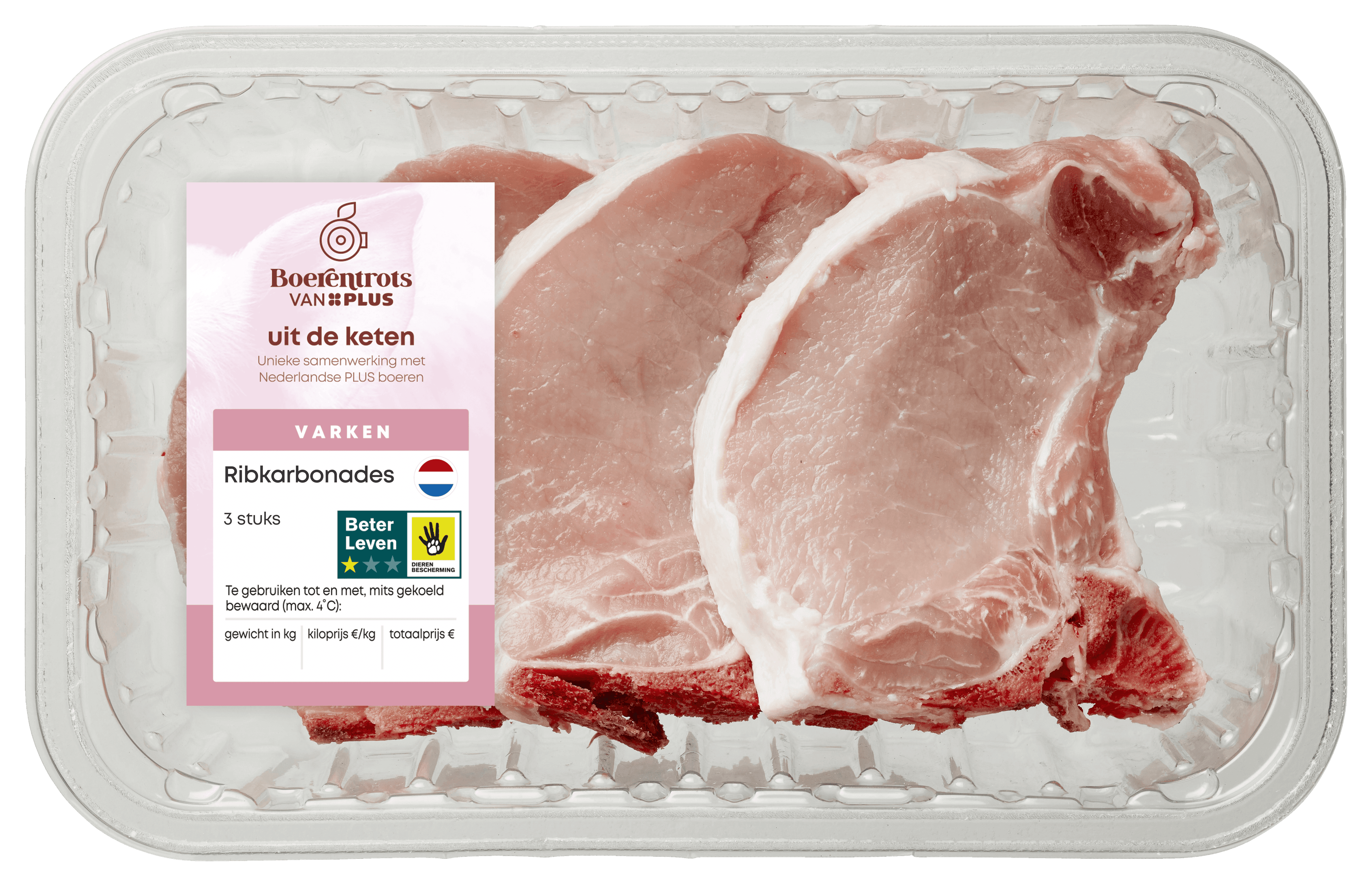 PLUS Boerentrots Ribkarbonade 3 stuks