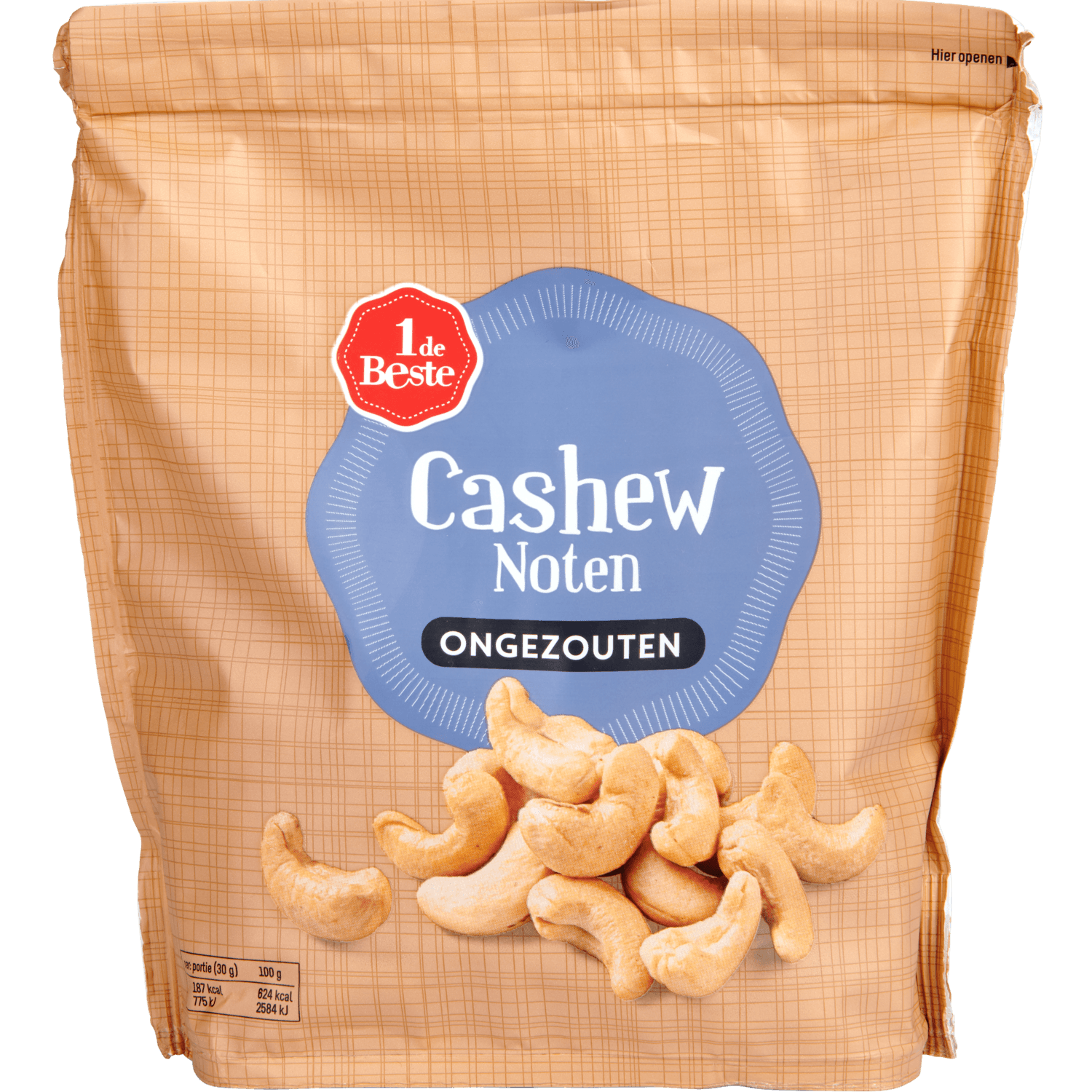 1 De Beste Cashewnoten gebrand ongezouten