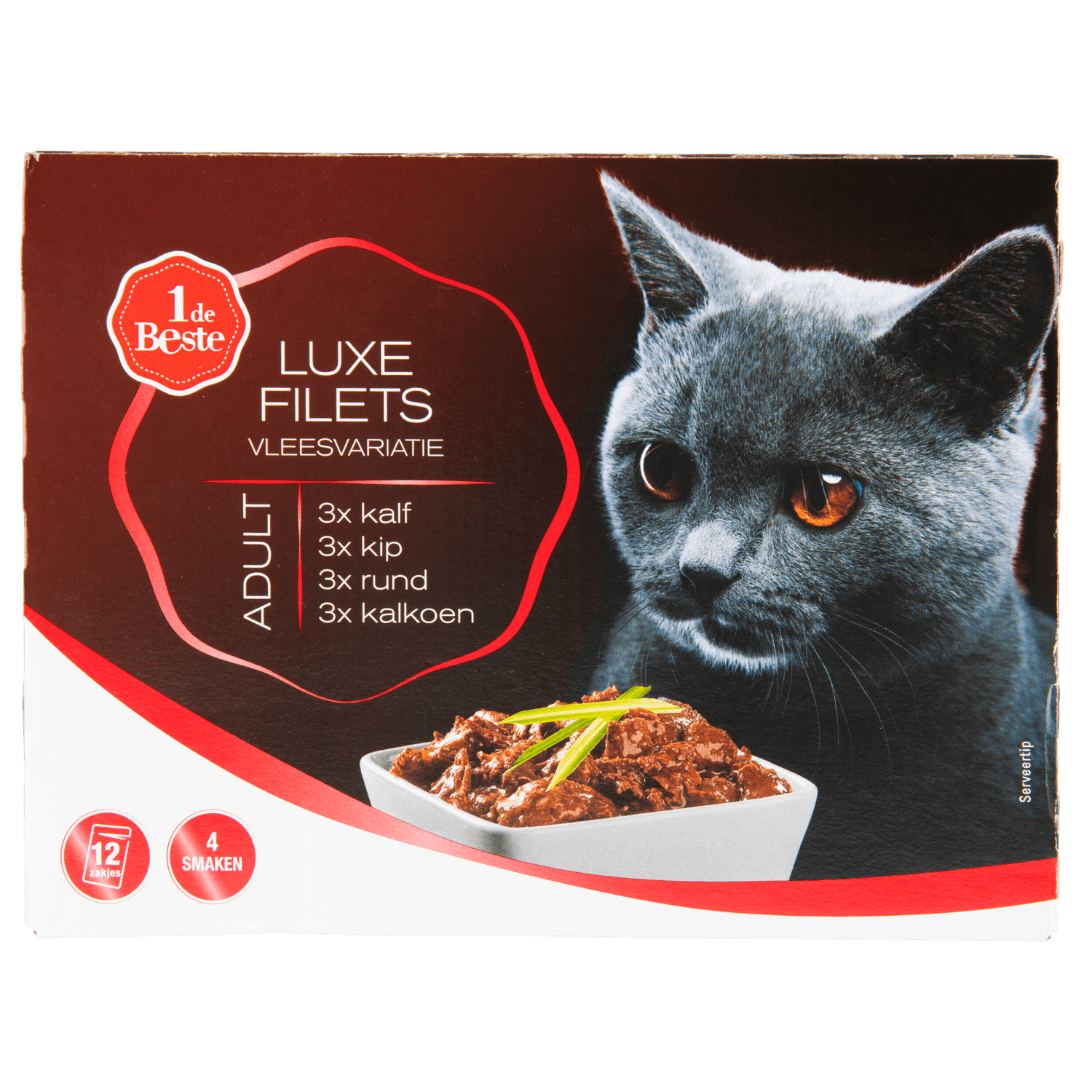 1 De Beste Kat luxe filets vlees variatie 12 stuks
