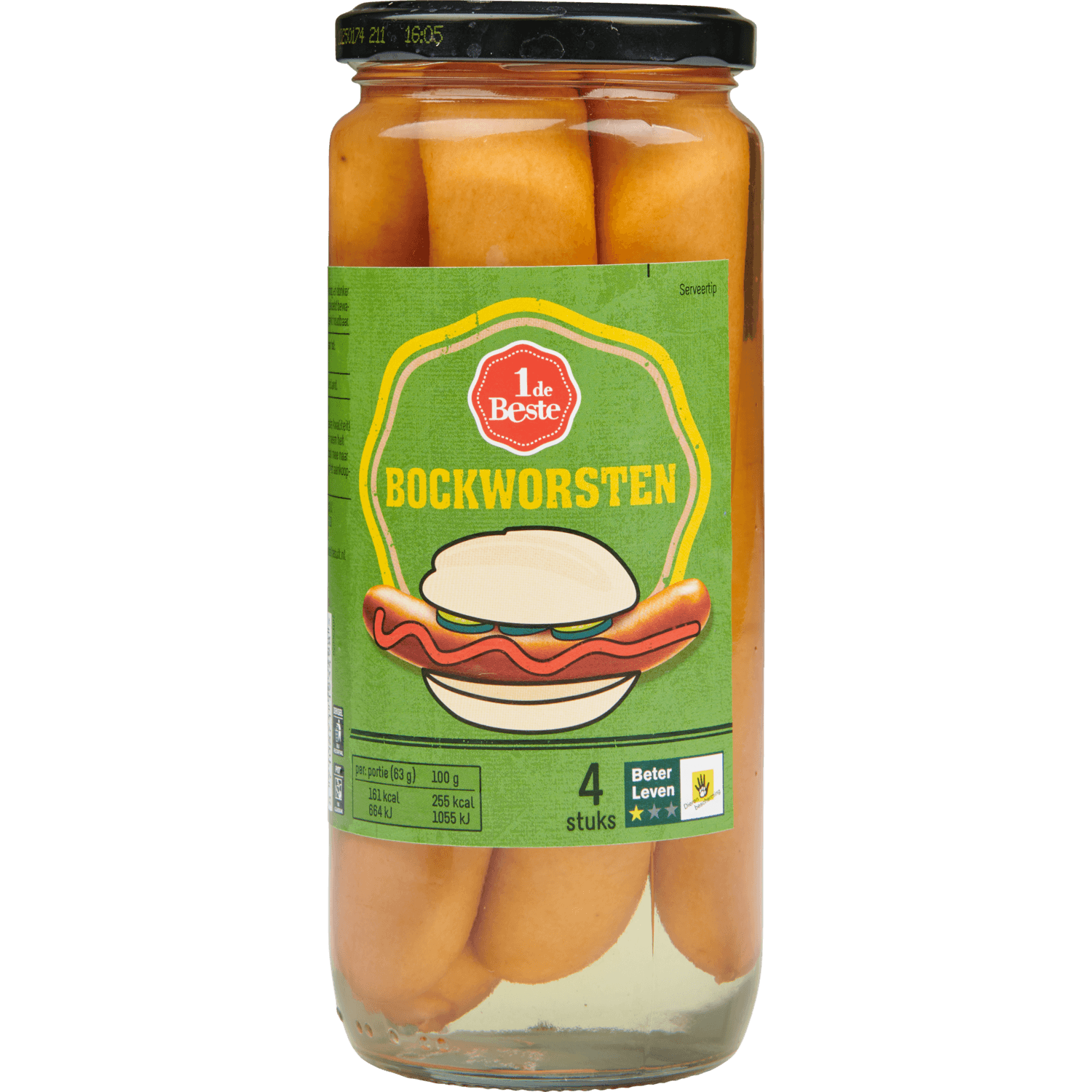 1 De Beste Bockworst in glas 4 stuks