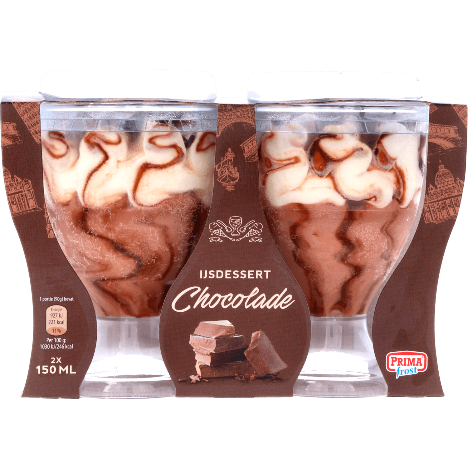 Primafrost IJsdessert chocolade 2 stuks
