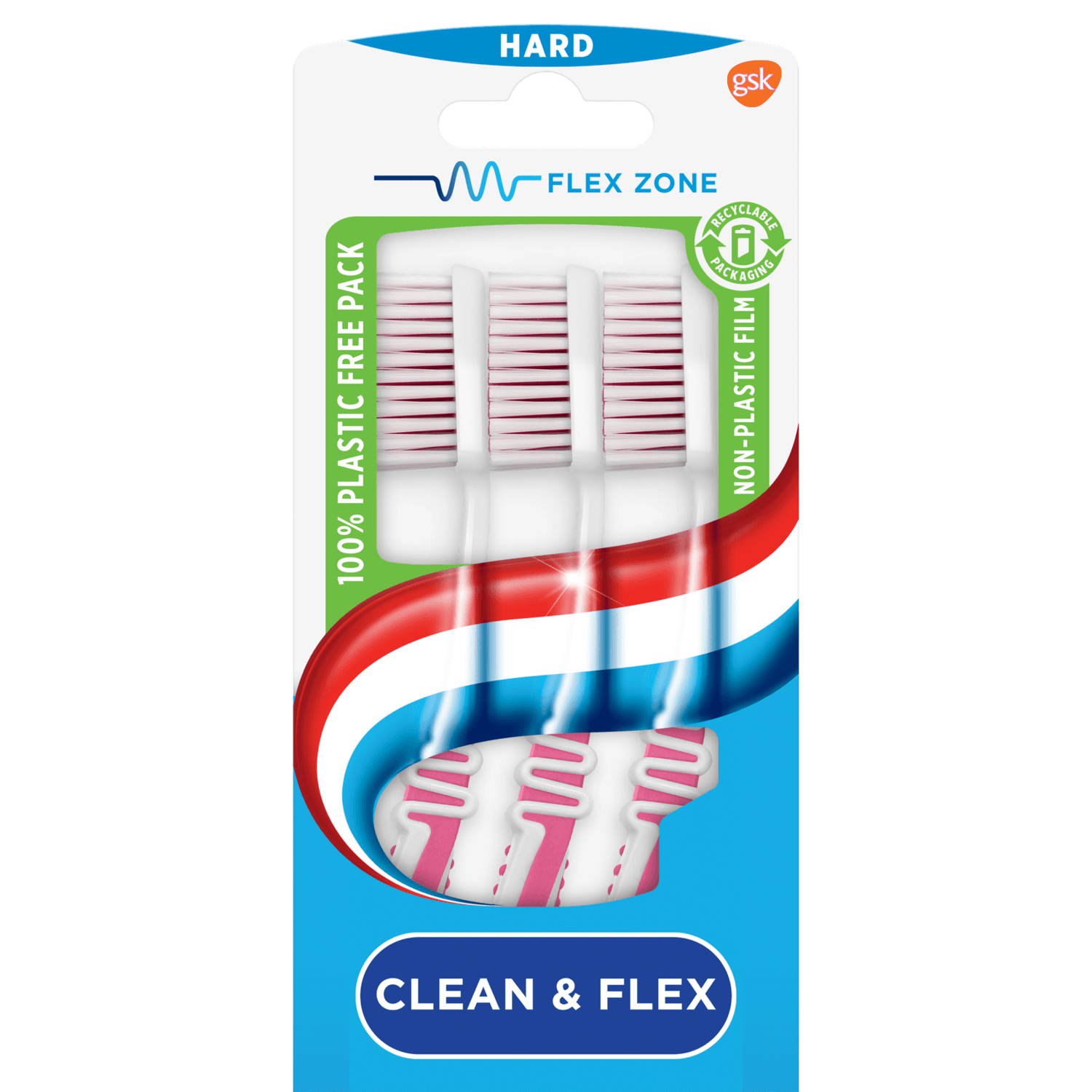 Aquafresh Tandenborstel clean & flex hard 2+1