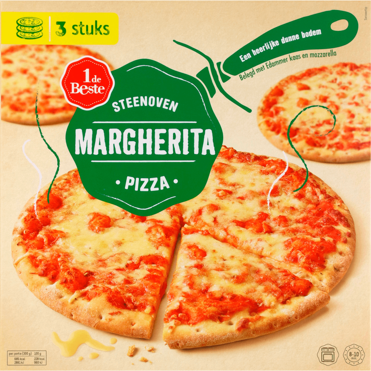 1 De Beste Steenoven pizza margherita 3 stuks